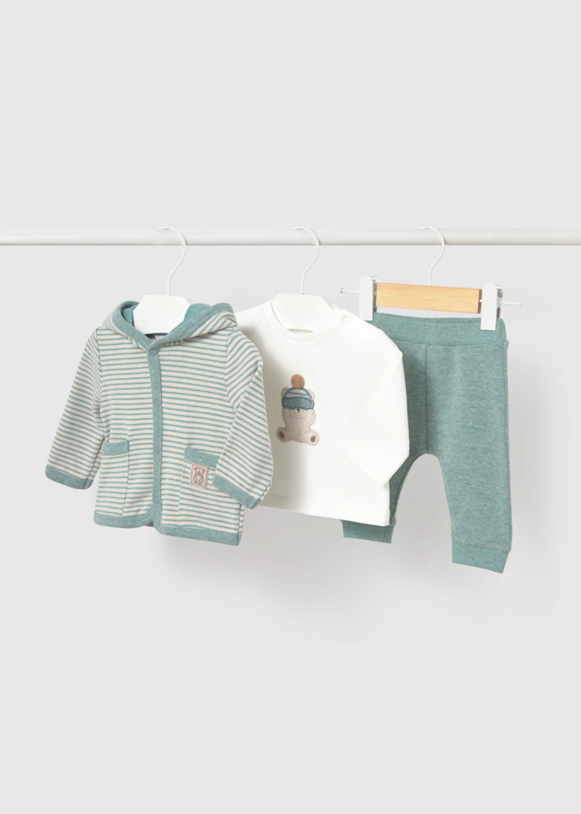 Newborn Boy Tracksuit with Striped Hoodie Newborn Boy Tracksuit with Striped Hoodie