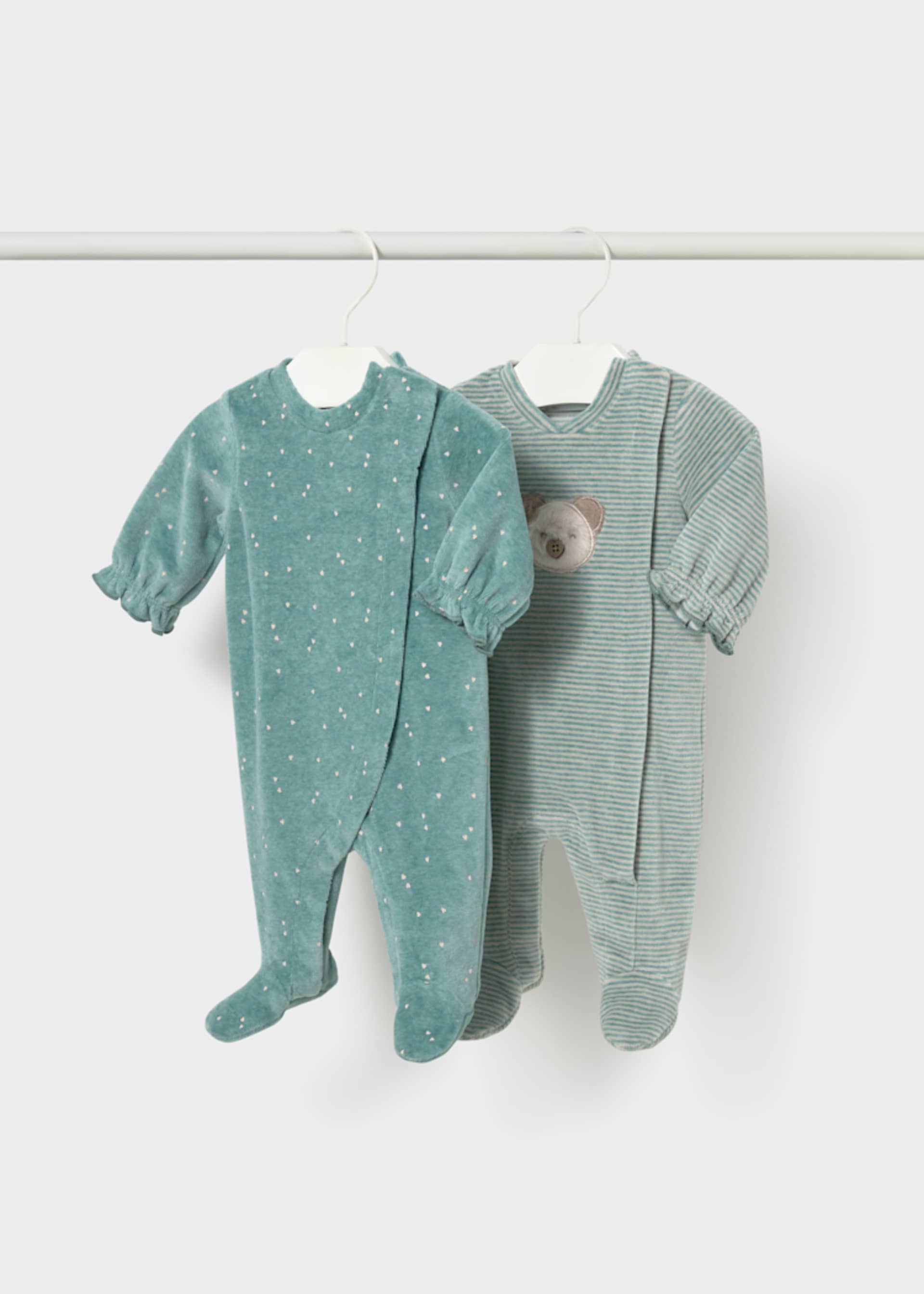 Newborn Girl Pack of 2 Ruffled Borders Sleepsuits