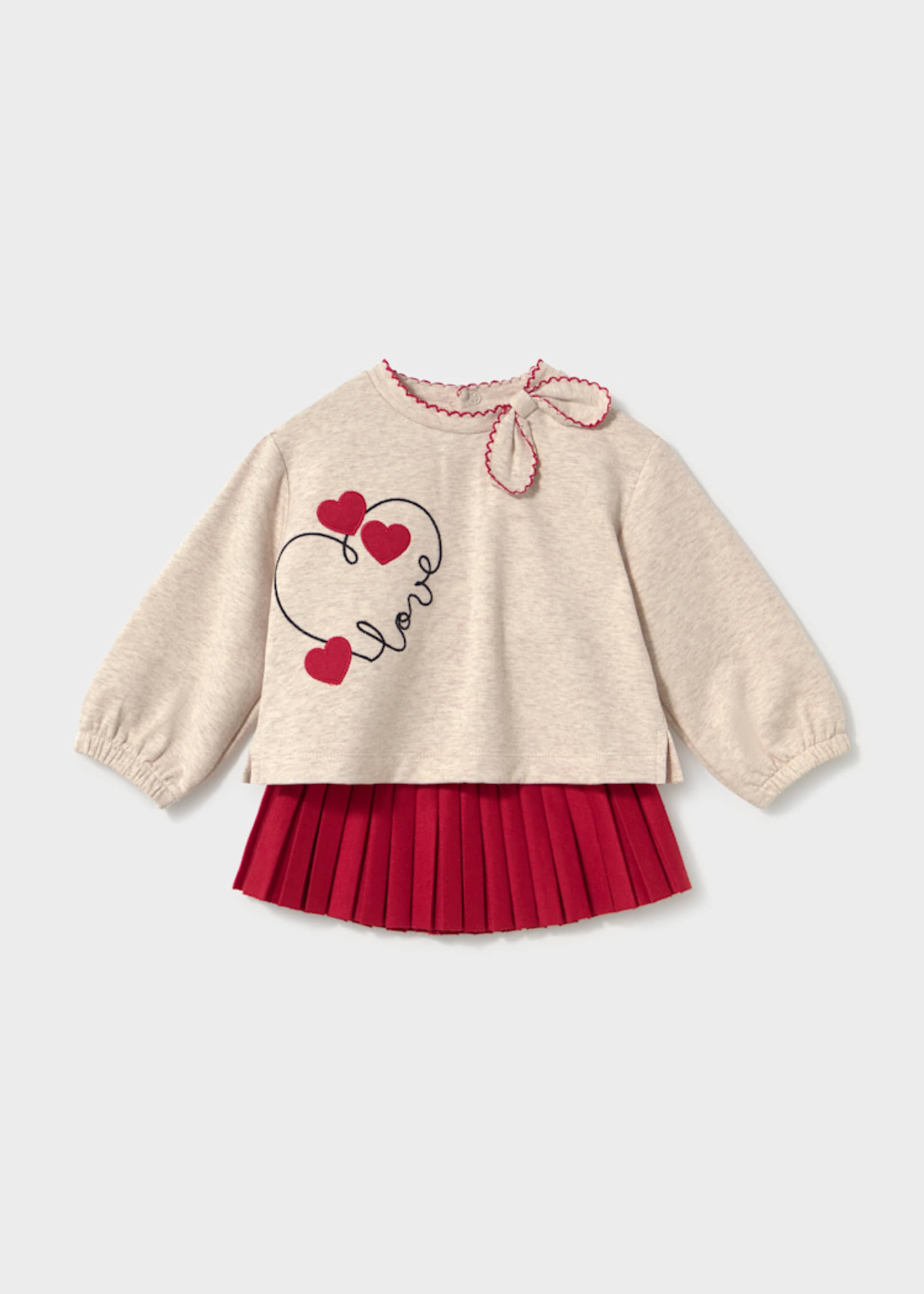 Baby Heart Jumper and Pleated Skirt Set