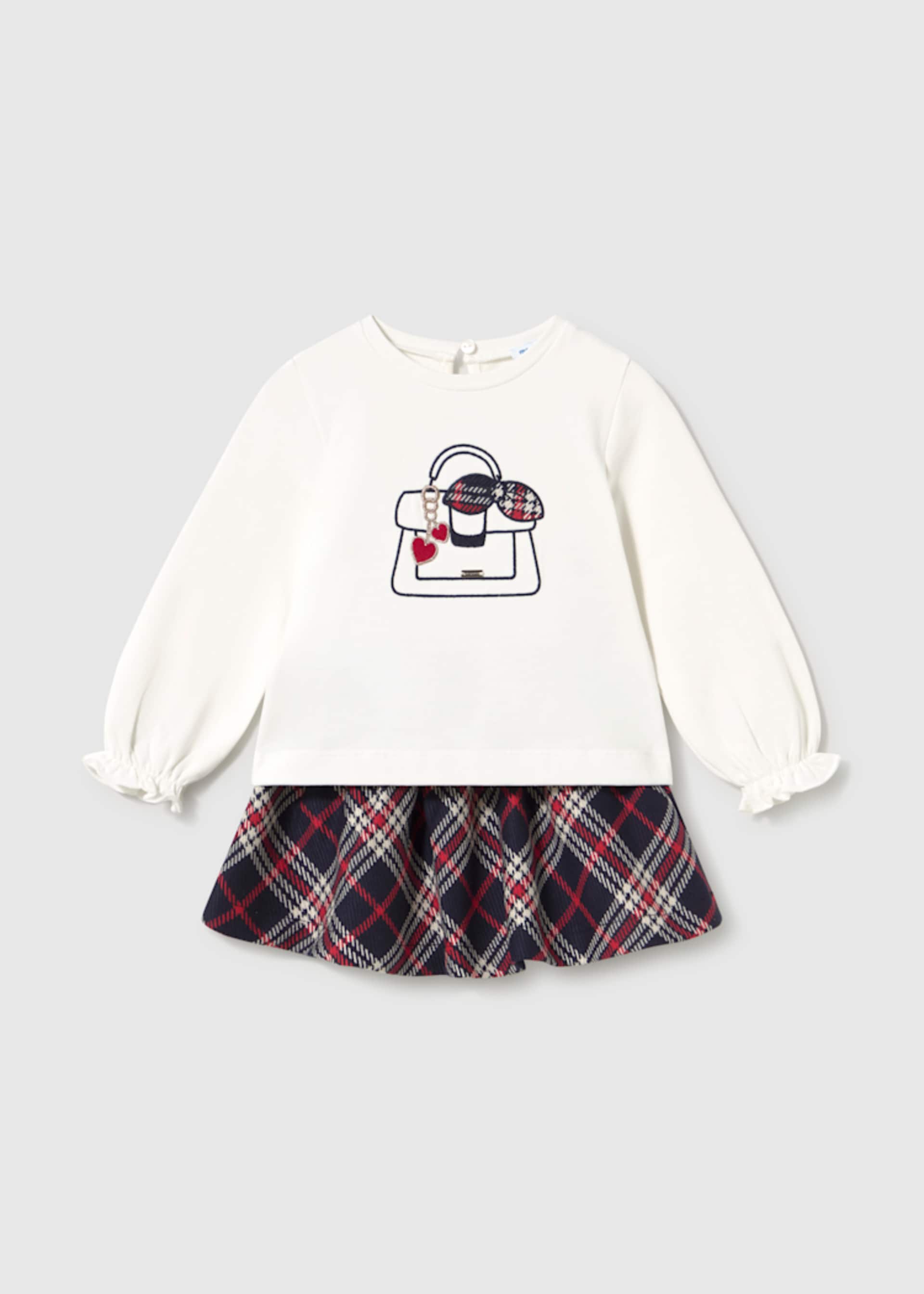 Baby check skirt and t-shirt set