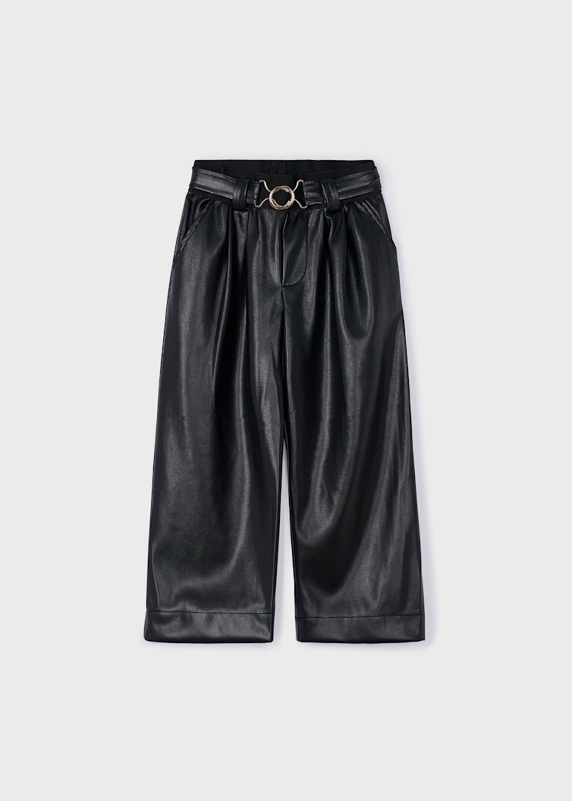 Girls leatherette trousers with belt