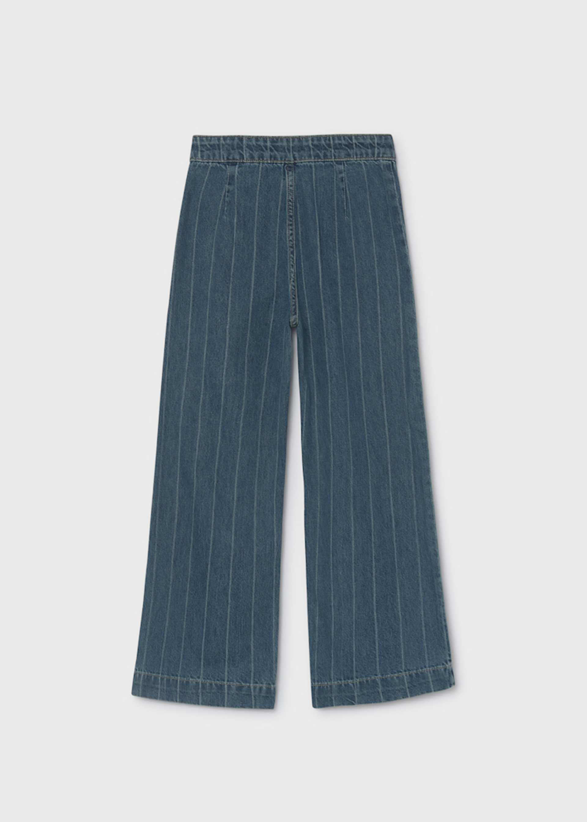 Calças ganga riscas wide leg rapariga