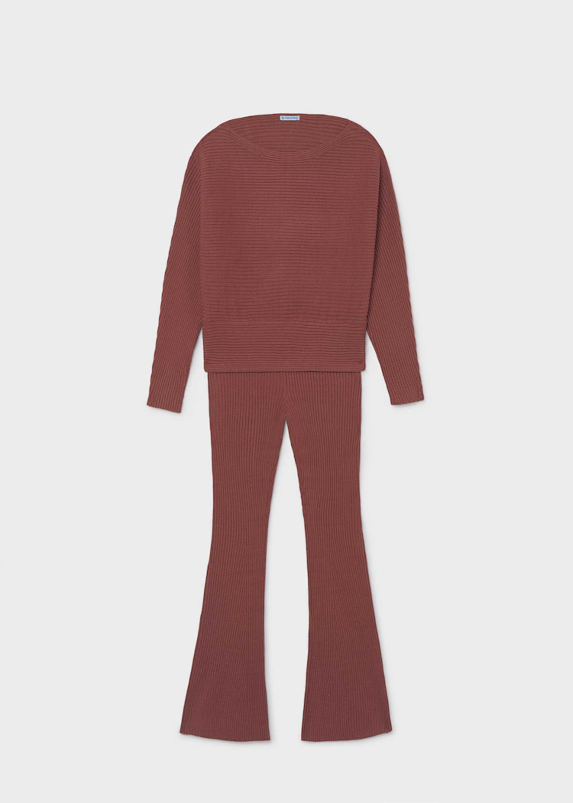 Conjunto calças e camisola canalé rapariga