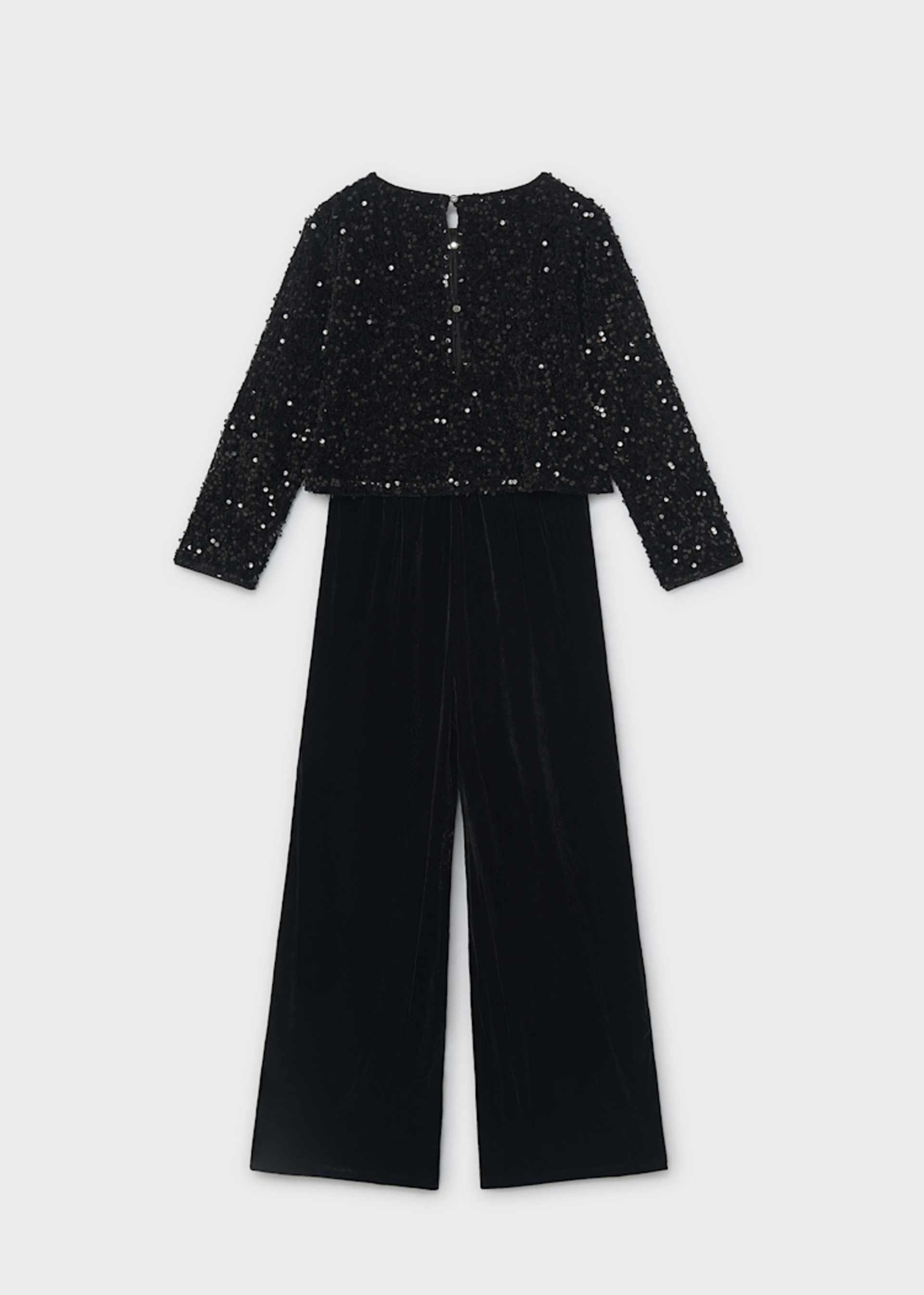 Girls' sequinned velvet jumpsuit