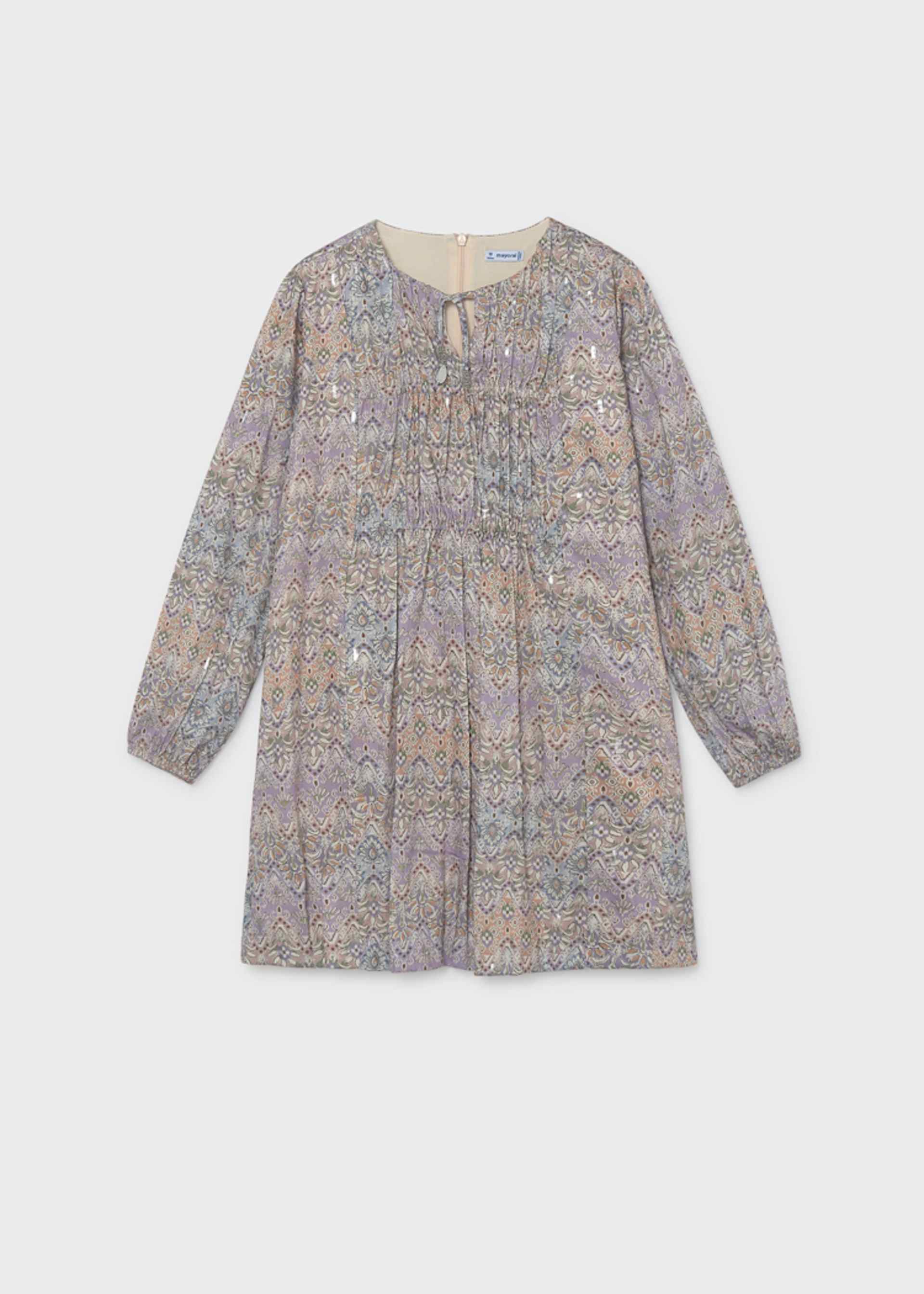Vestido acetinada estampada rapariga