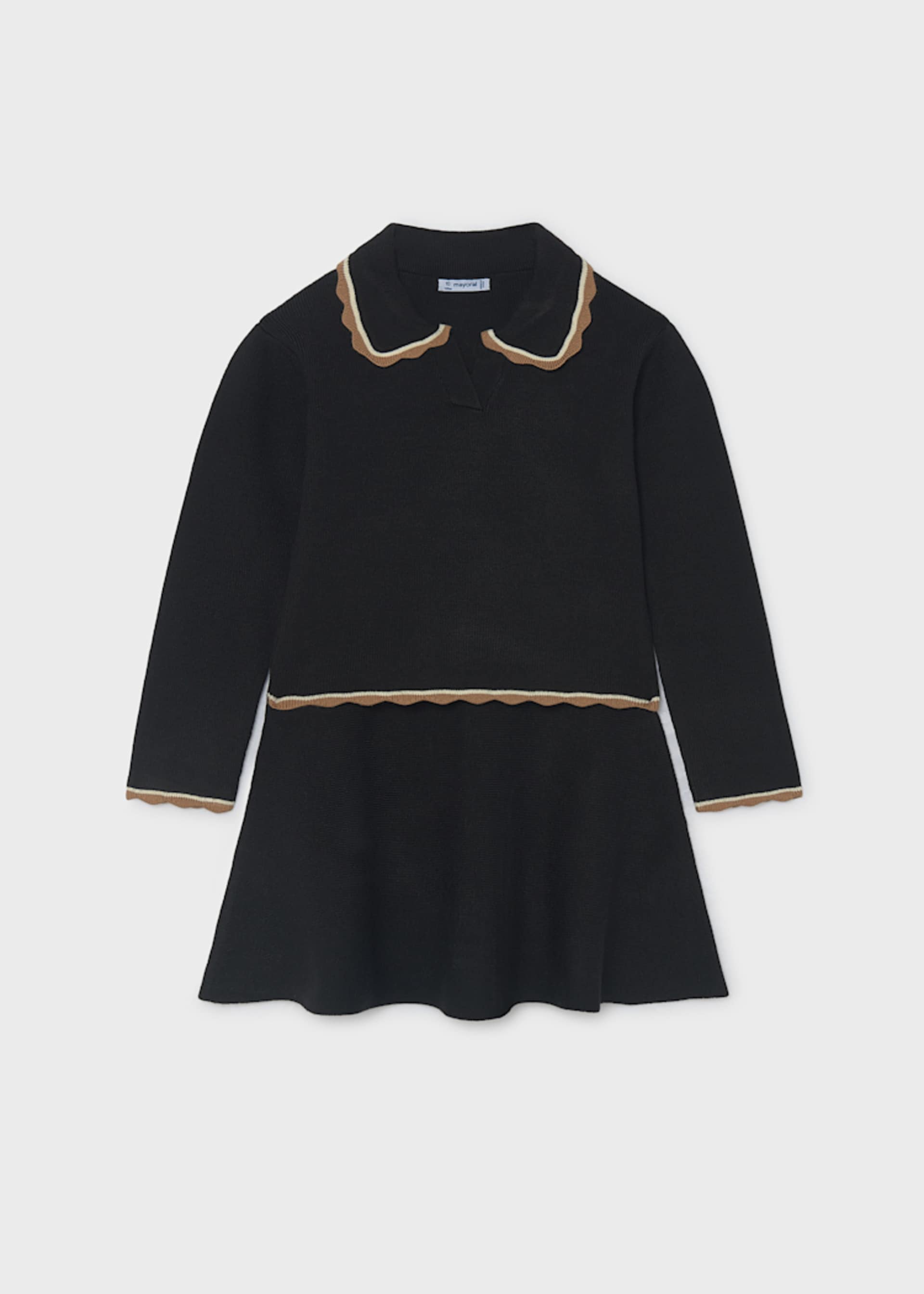 Girls' knitted skirt and polo shirt set