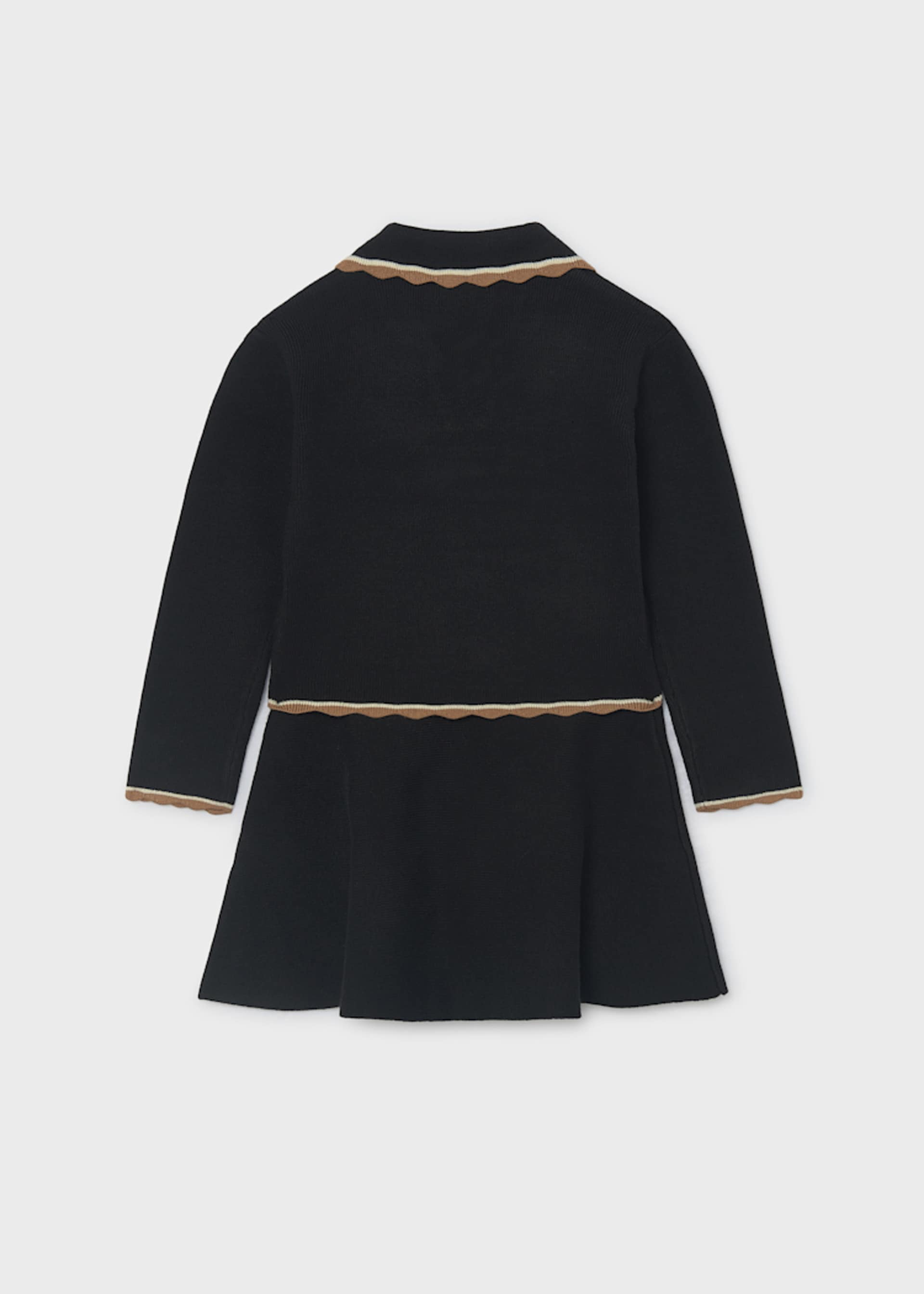 Girls' knitted skirt and polo shirt set