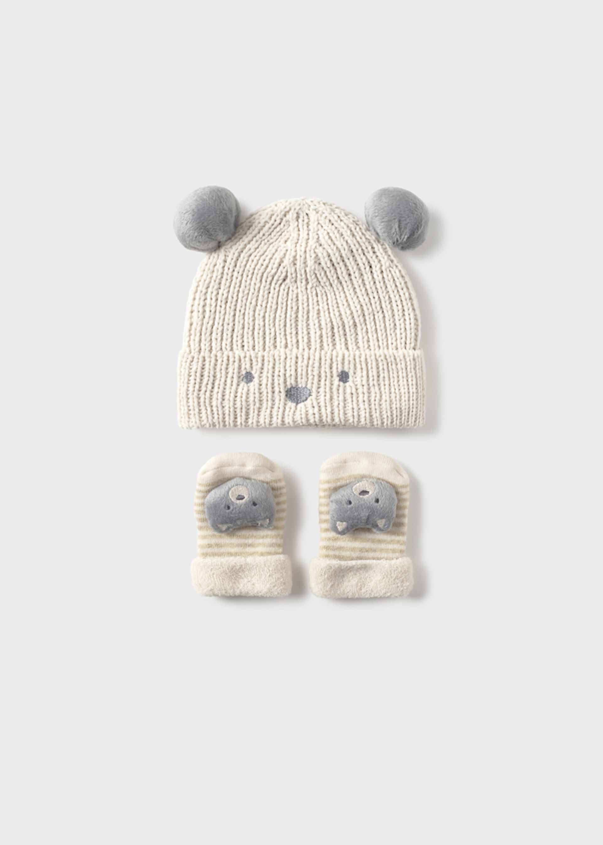 Set de gorro y calcetines unisex bebé recién nacido