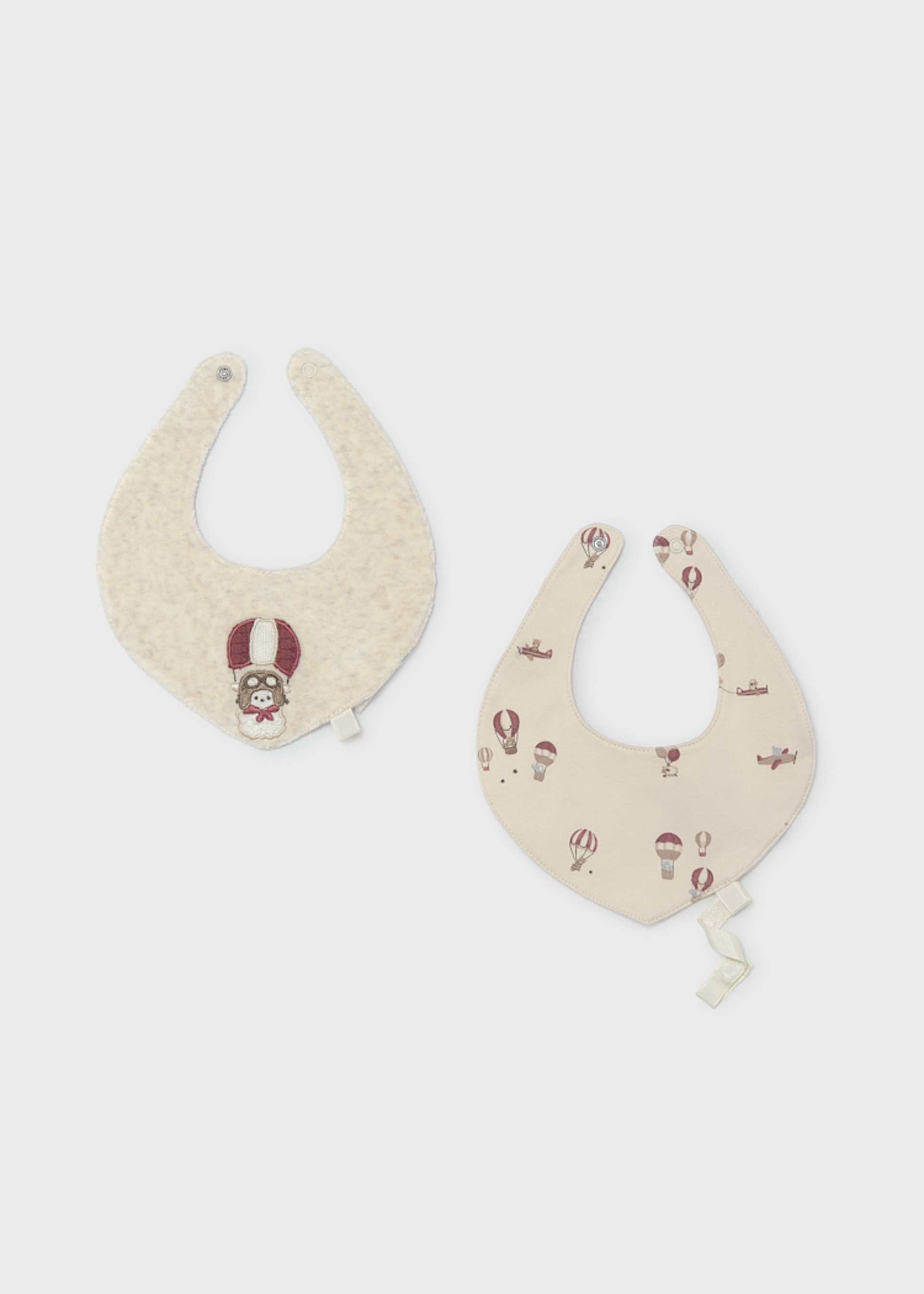 Set 2 bavaglini impermeabili con porta ciuccio neonata