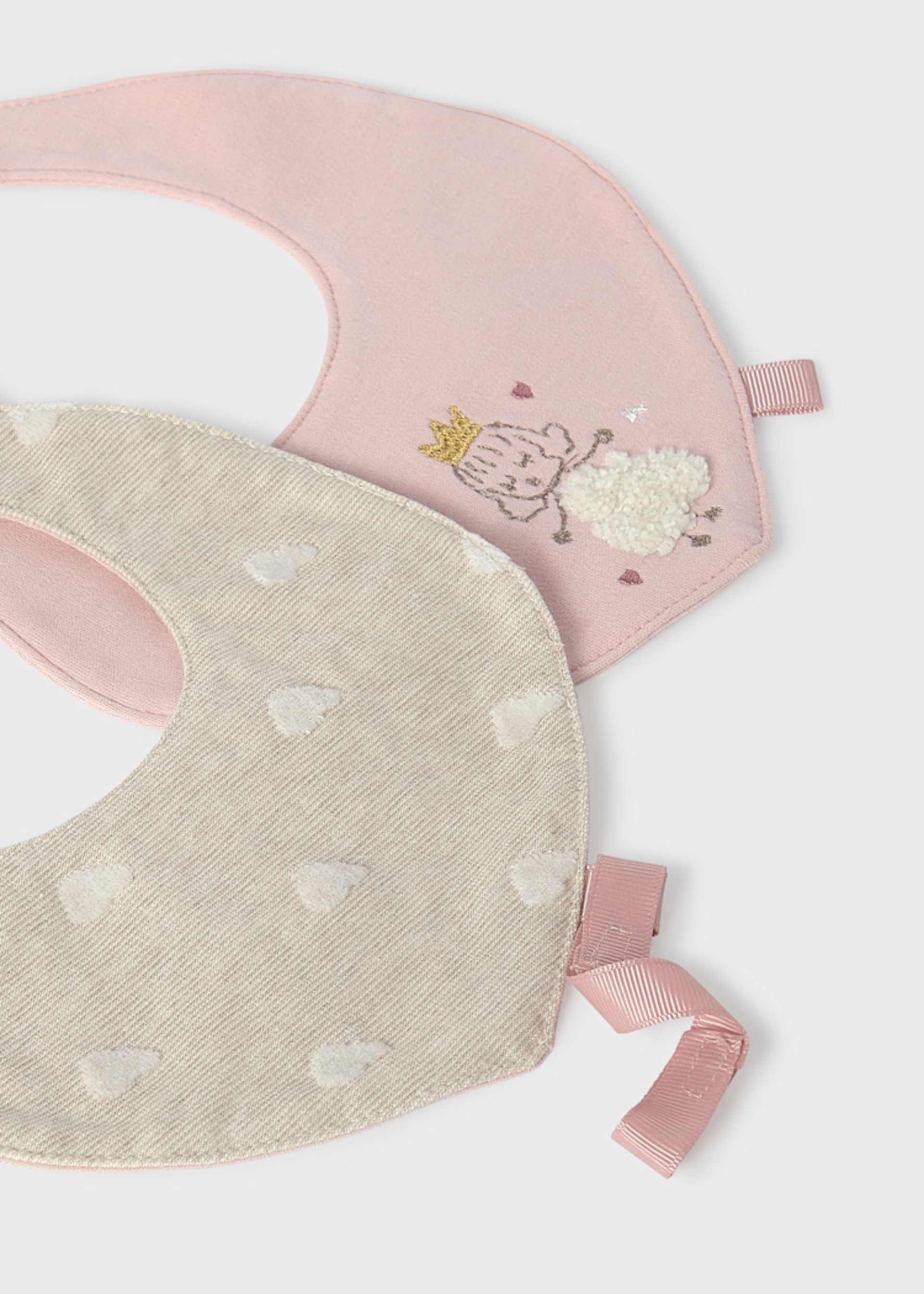 Pack 2 babetes impermeáveis com fita para chupeta bebé