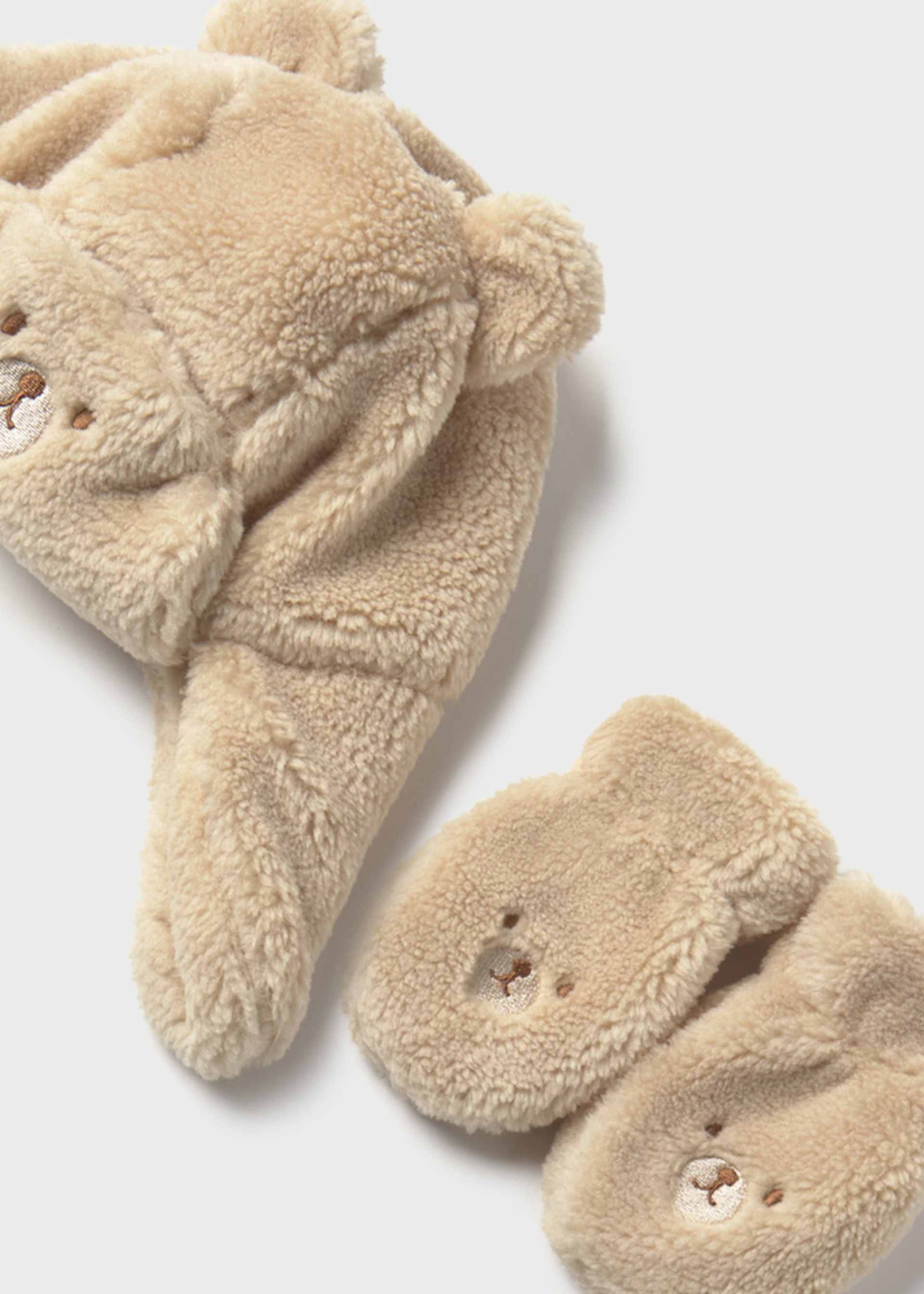 Set Mütze und Fäustlinge Bär Baby