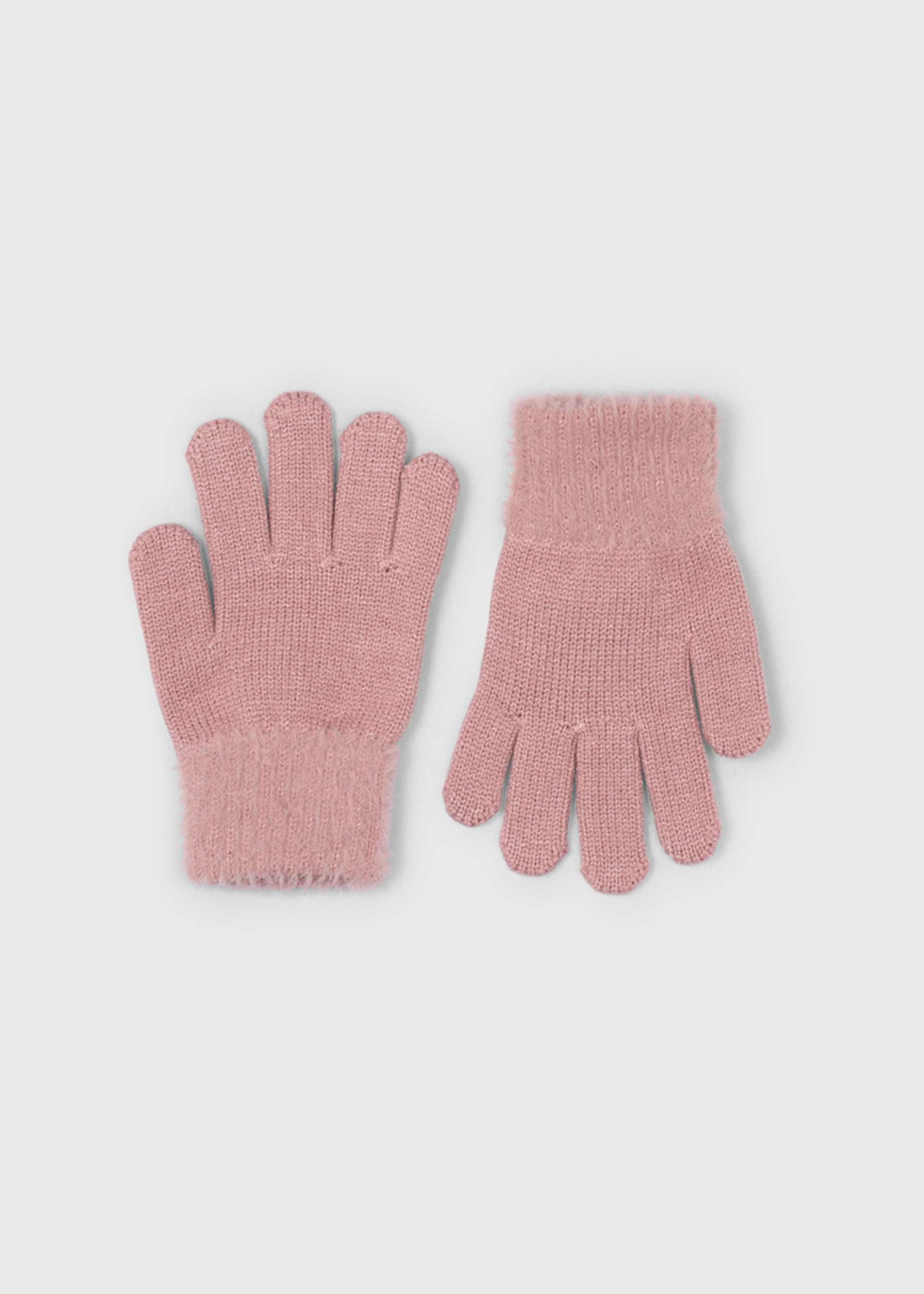 Girls knitted fur gloves