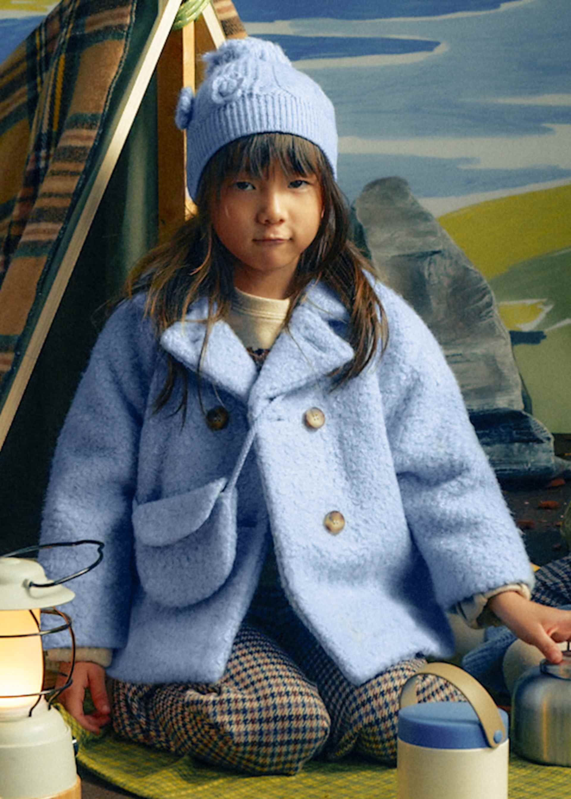 Corduroy coat with handbag for girls