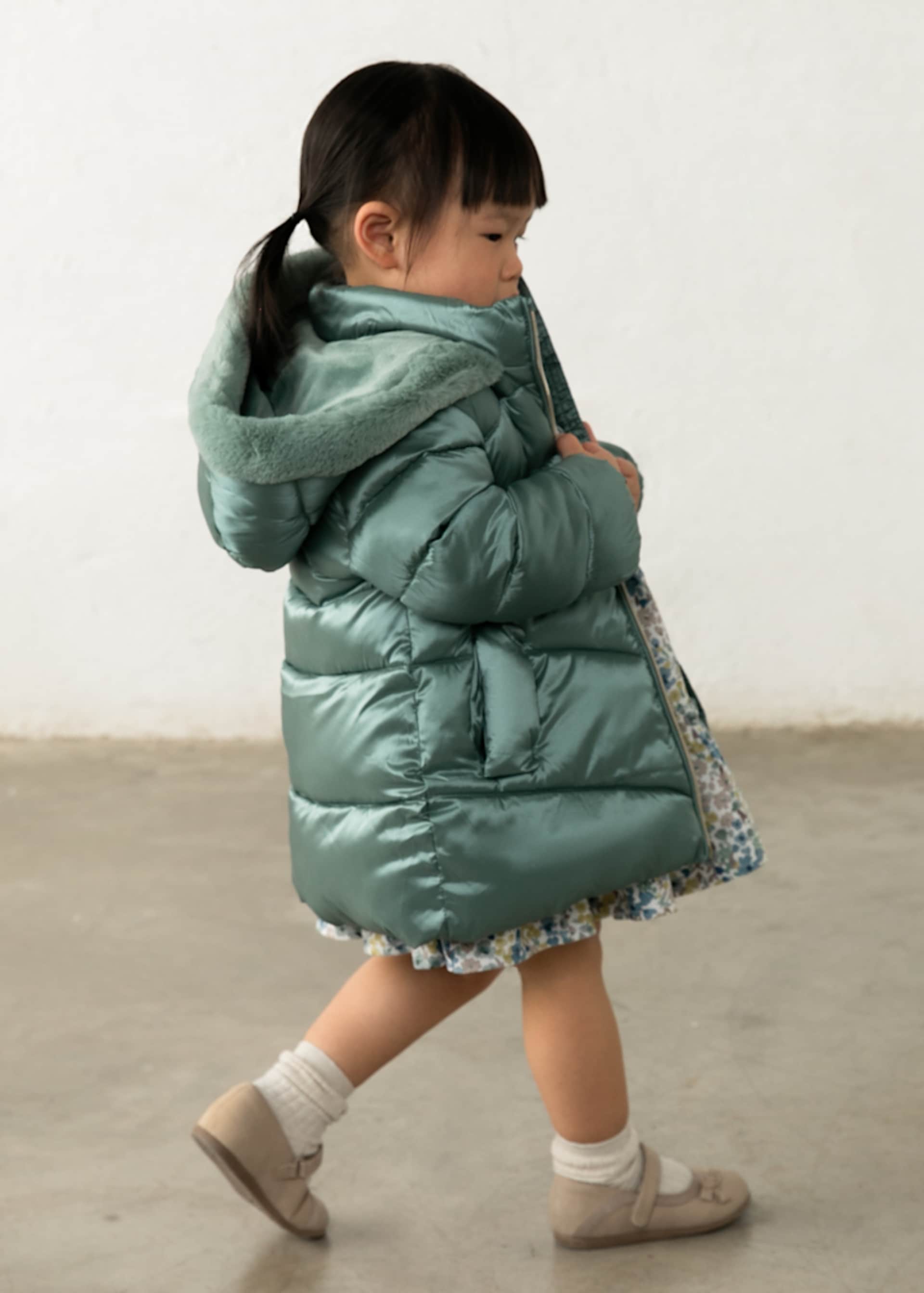 Long quilted baby jacket