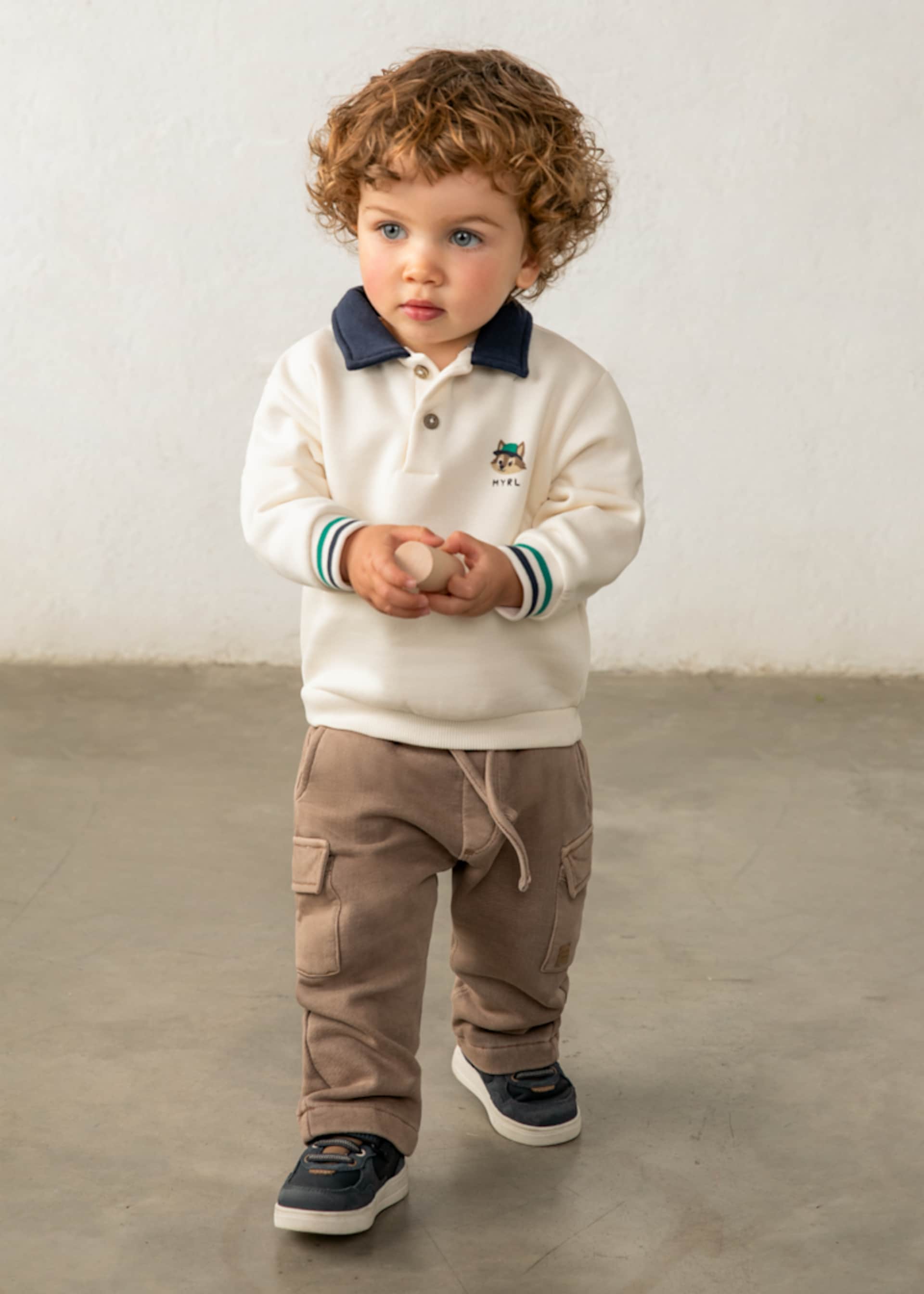 Sweat-shirt à col polo sérigraphié bébé Sweat-shirt à col polo sérigraphié bébé