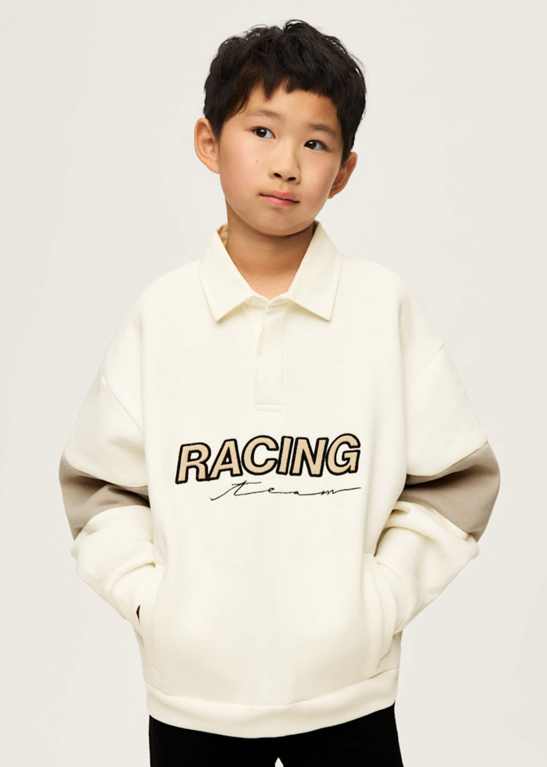 Sweatshirt Polokragen bestickt Teenager Jungen