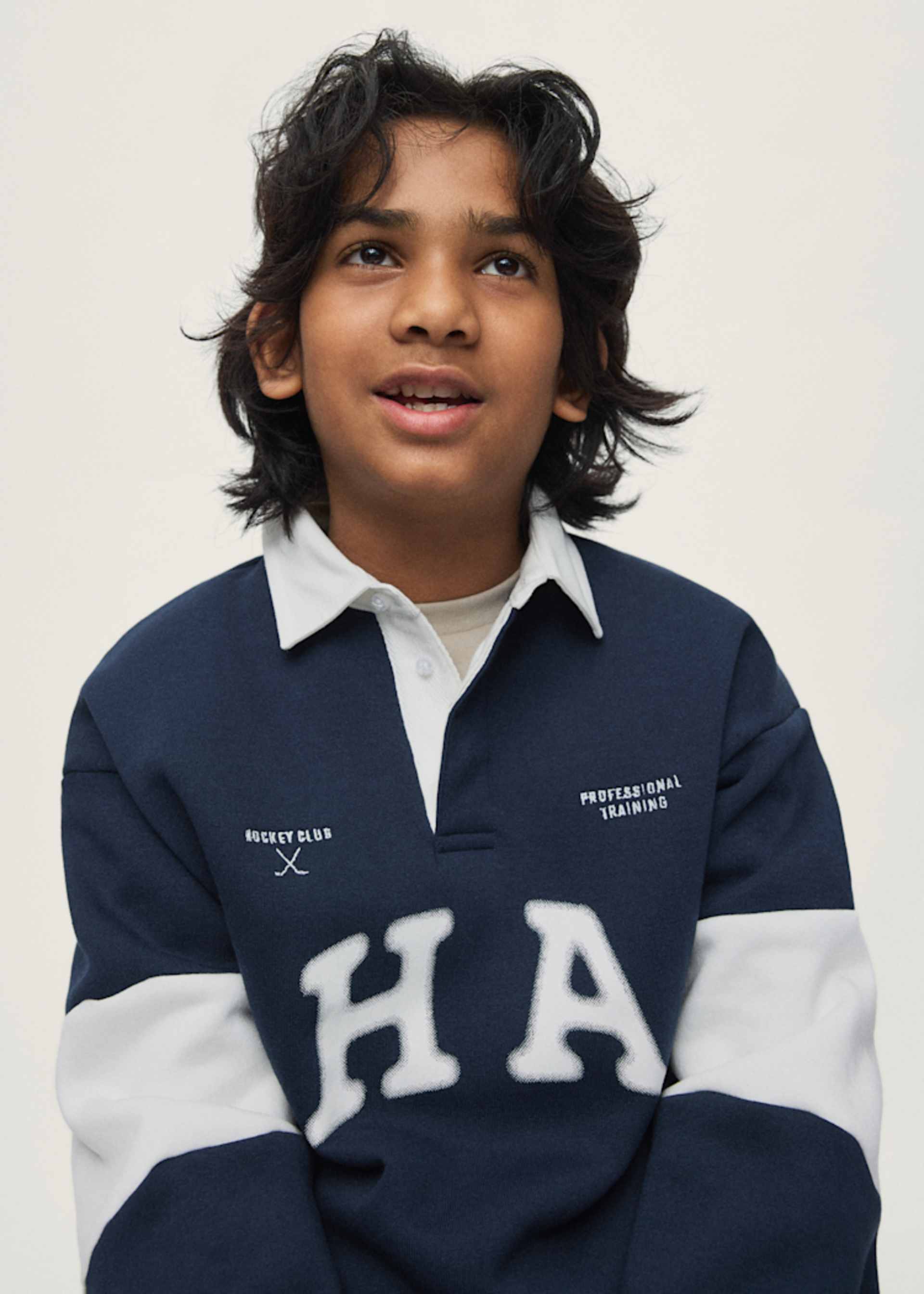 Boys' embroidered polo-neck sweatshirt