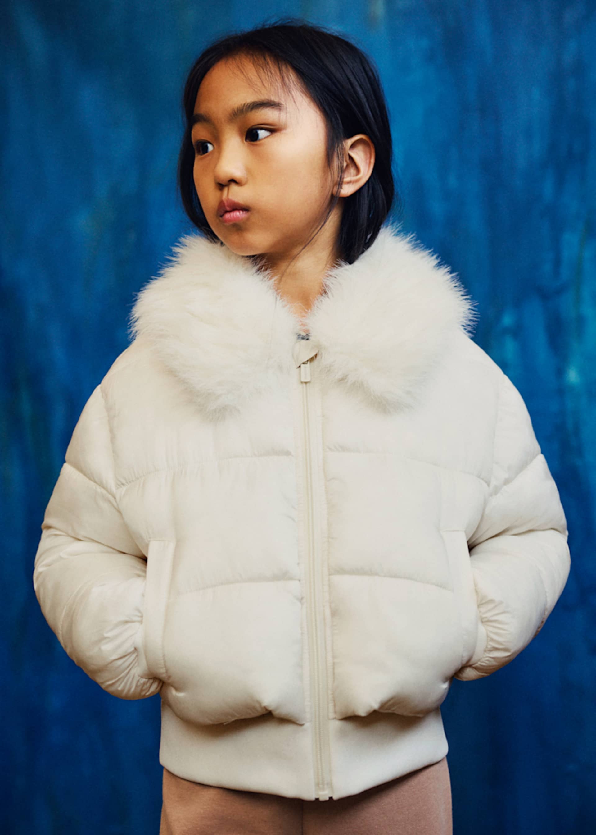 Manteau cropped en fourrure fille Manteau cropped en fourrure fille