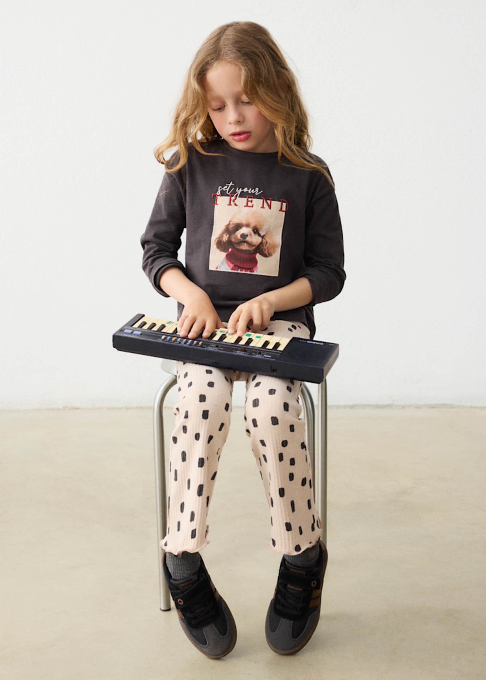Flared ribbed leggings for girls