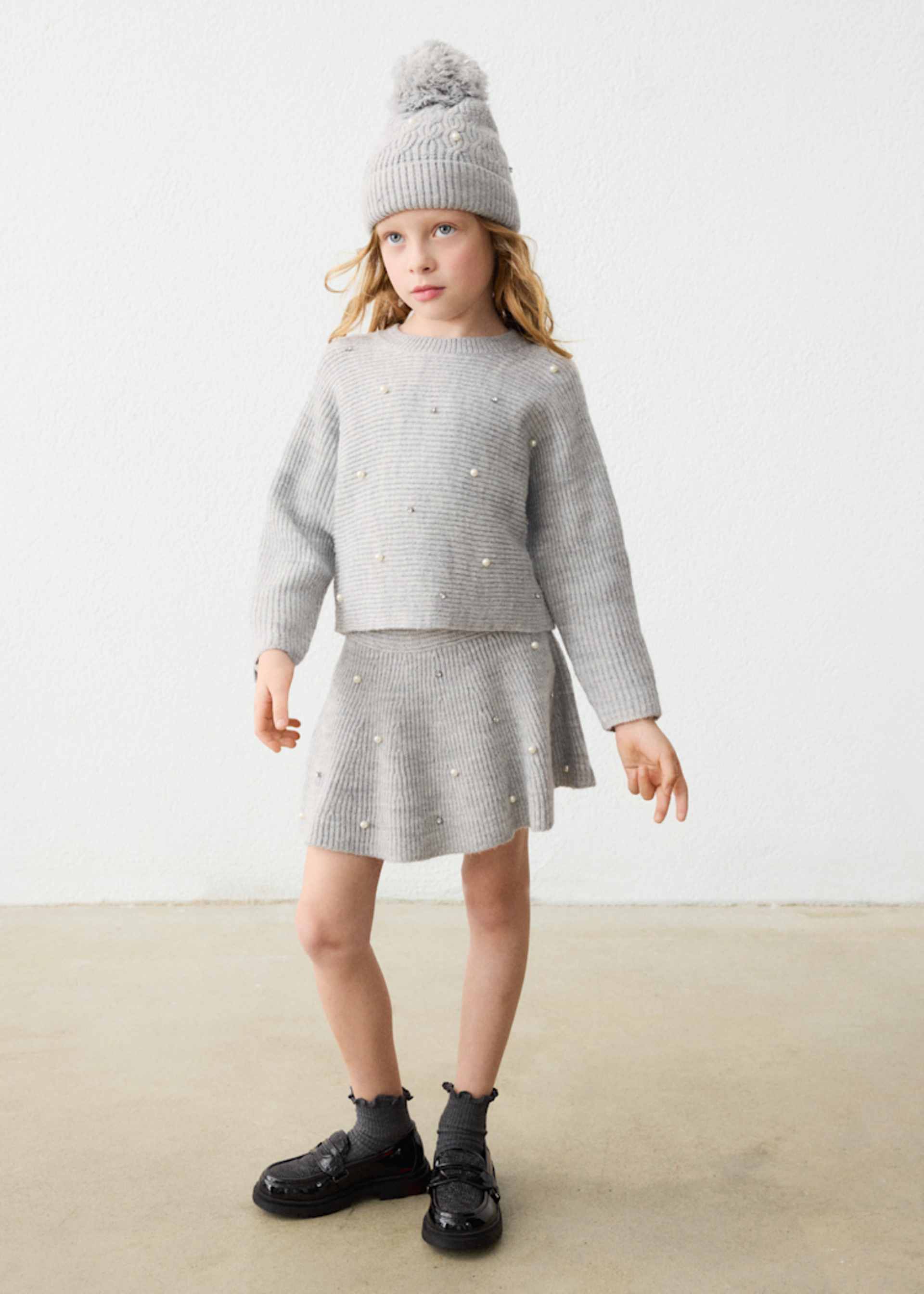 Pull en tricot à perles fille