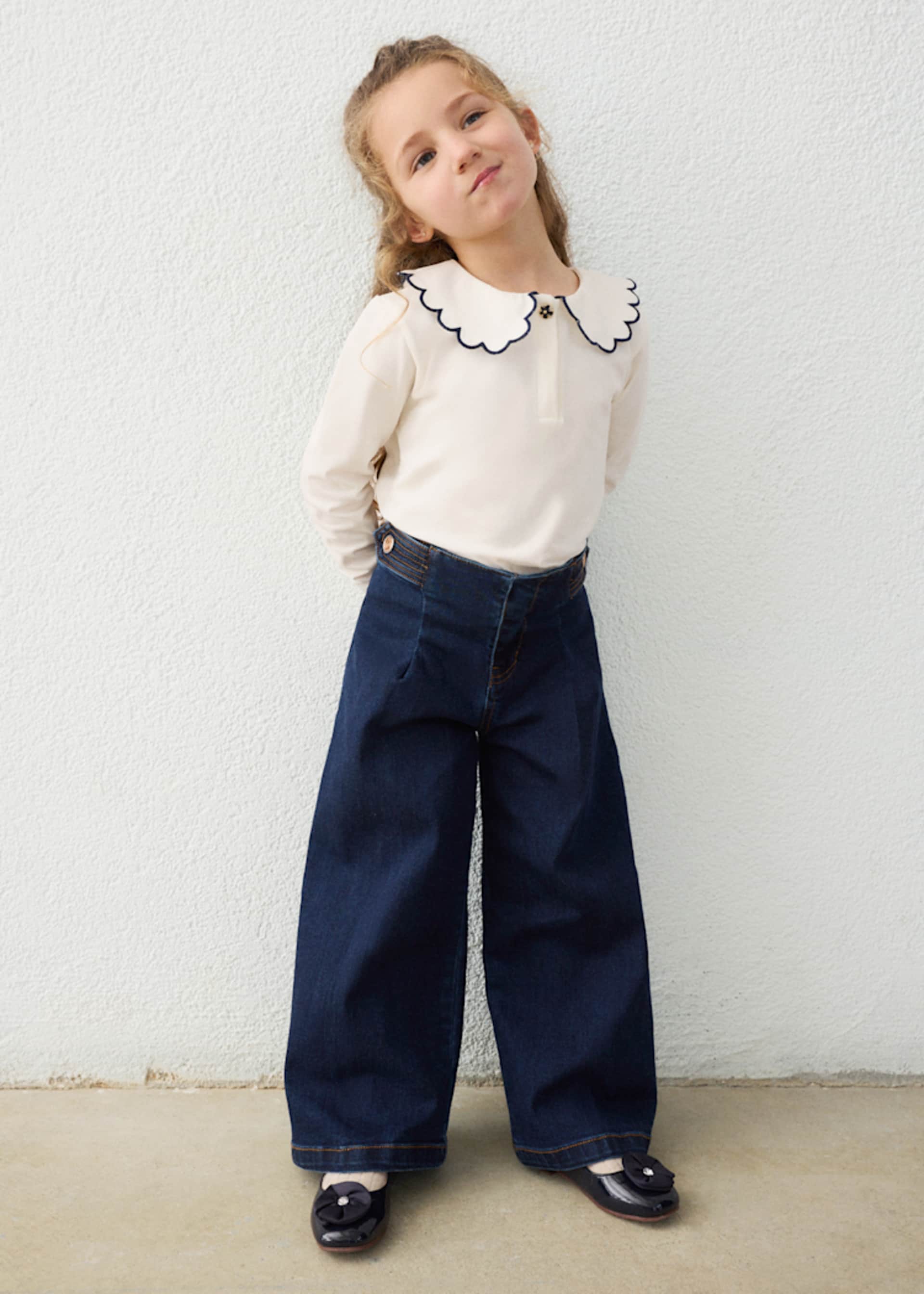 Pantalón vaquero wide leg niña
