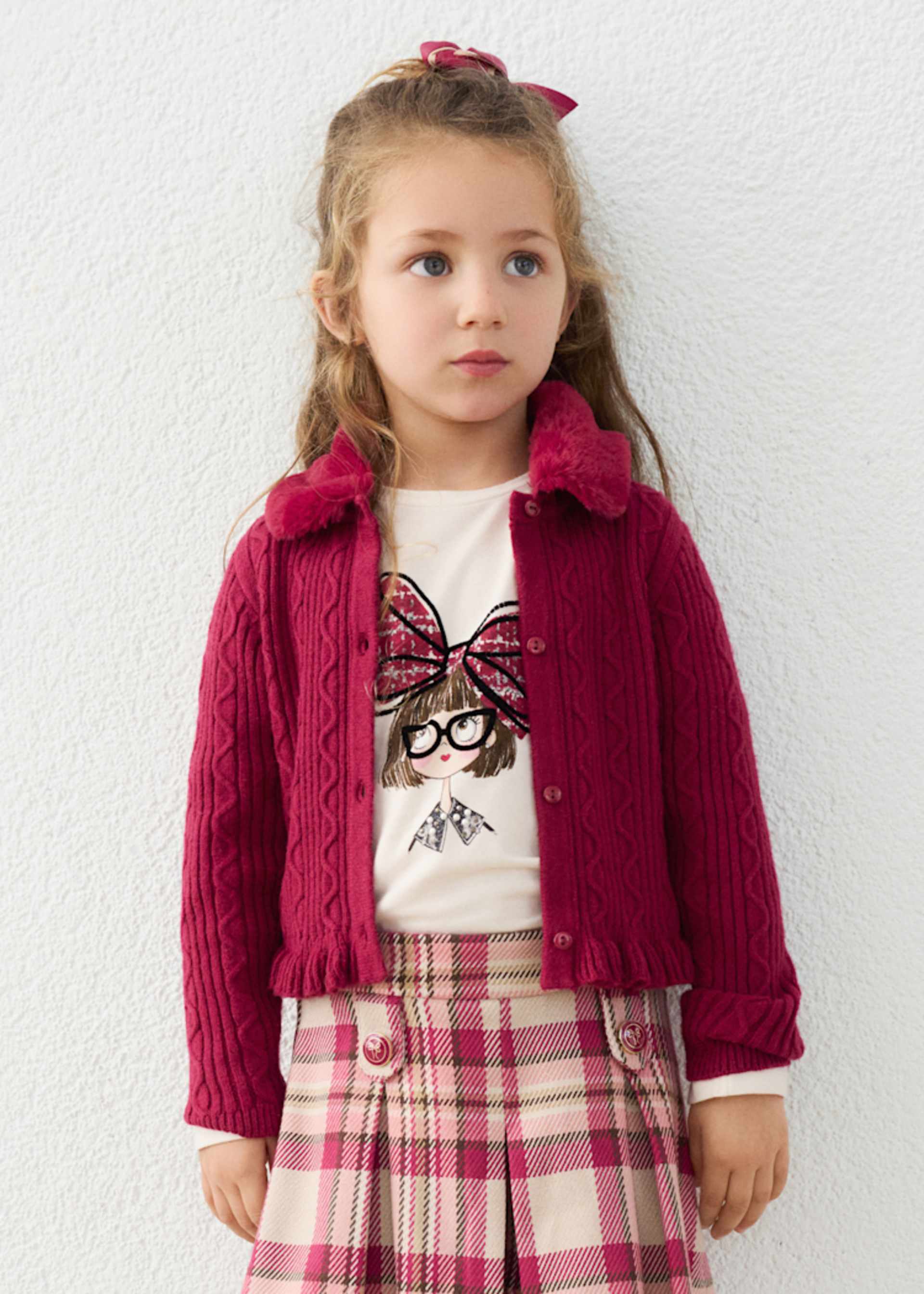 Strickjacke Fellkragen Mädchen