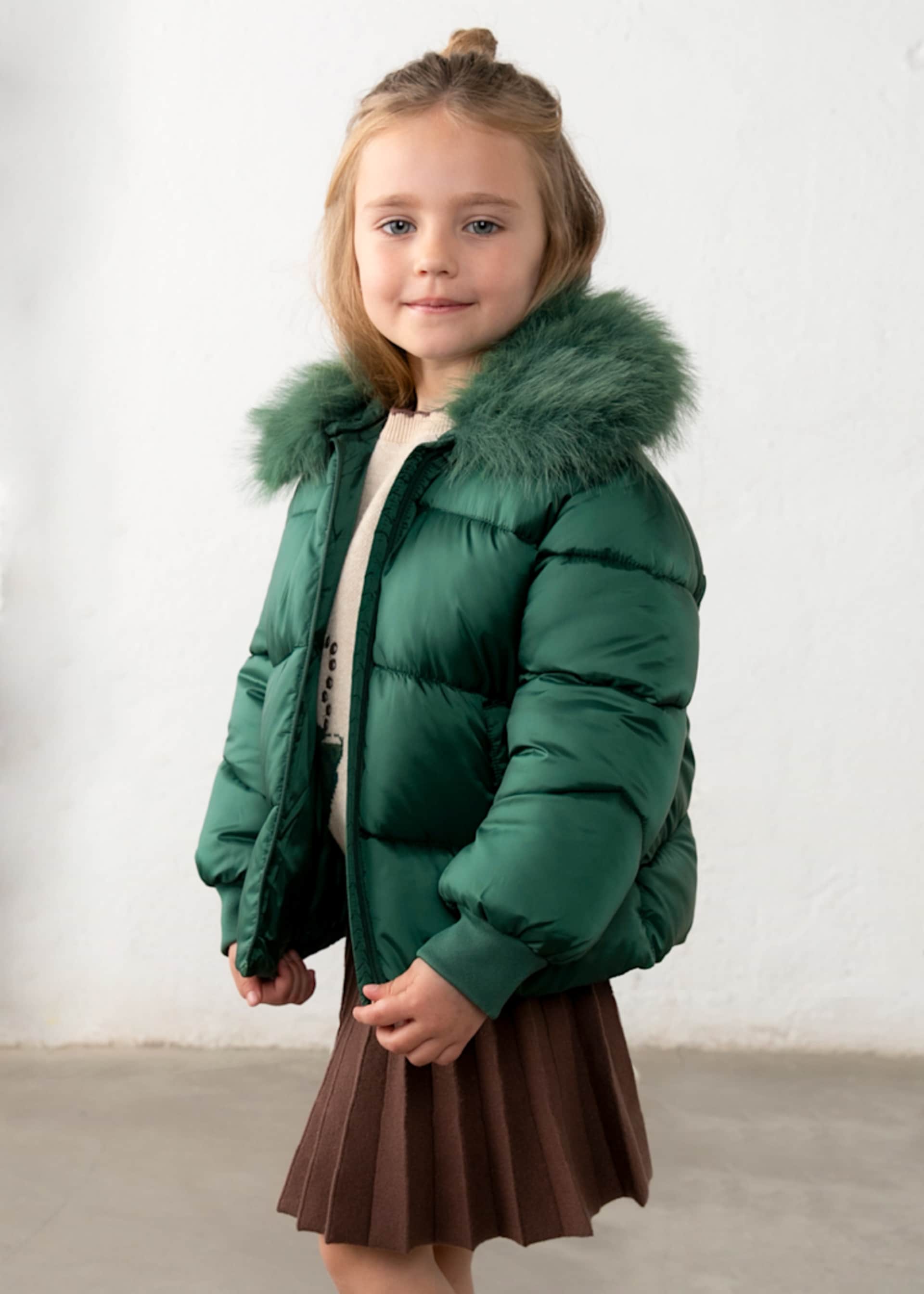 Giaccone colletto pellicciotto bambina