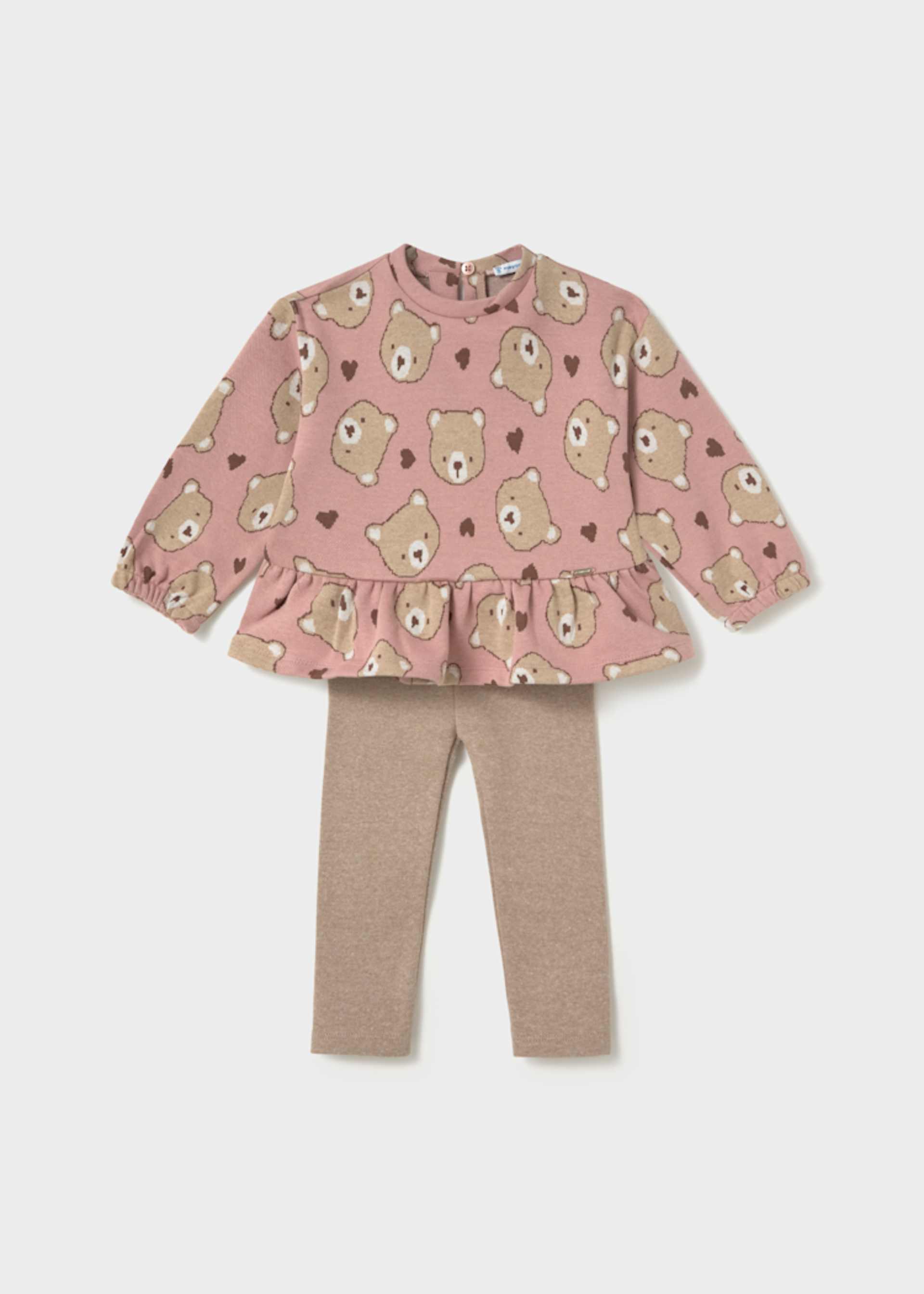 Set cu tricou imprimat si pantaloni bebe