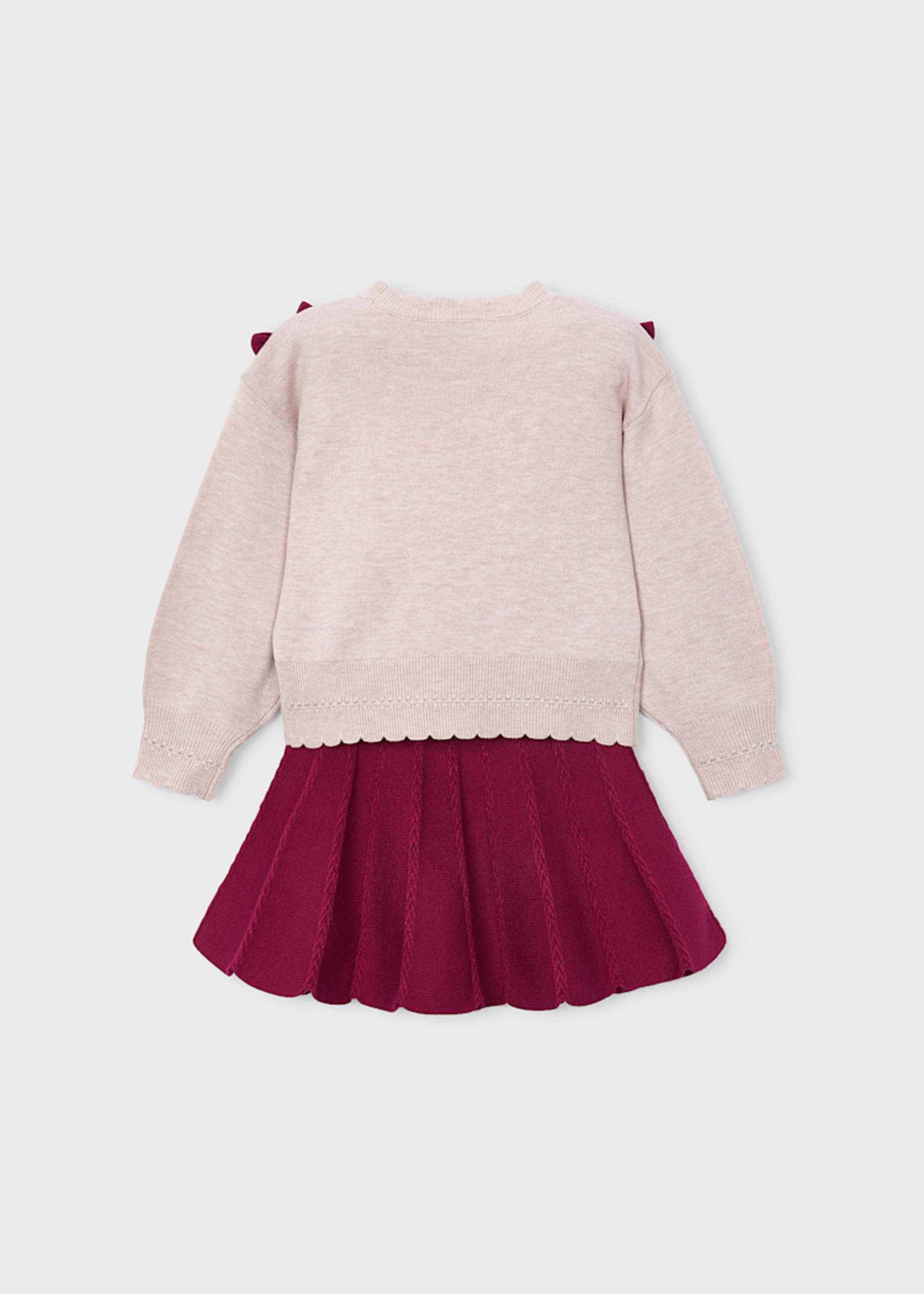 Ensemble jupe et pull nœud fille