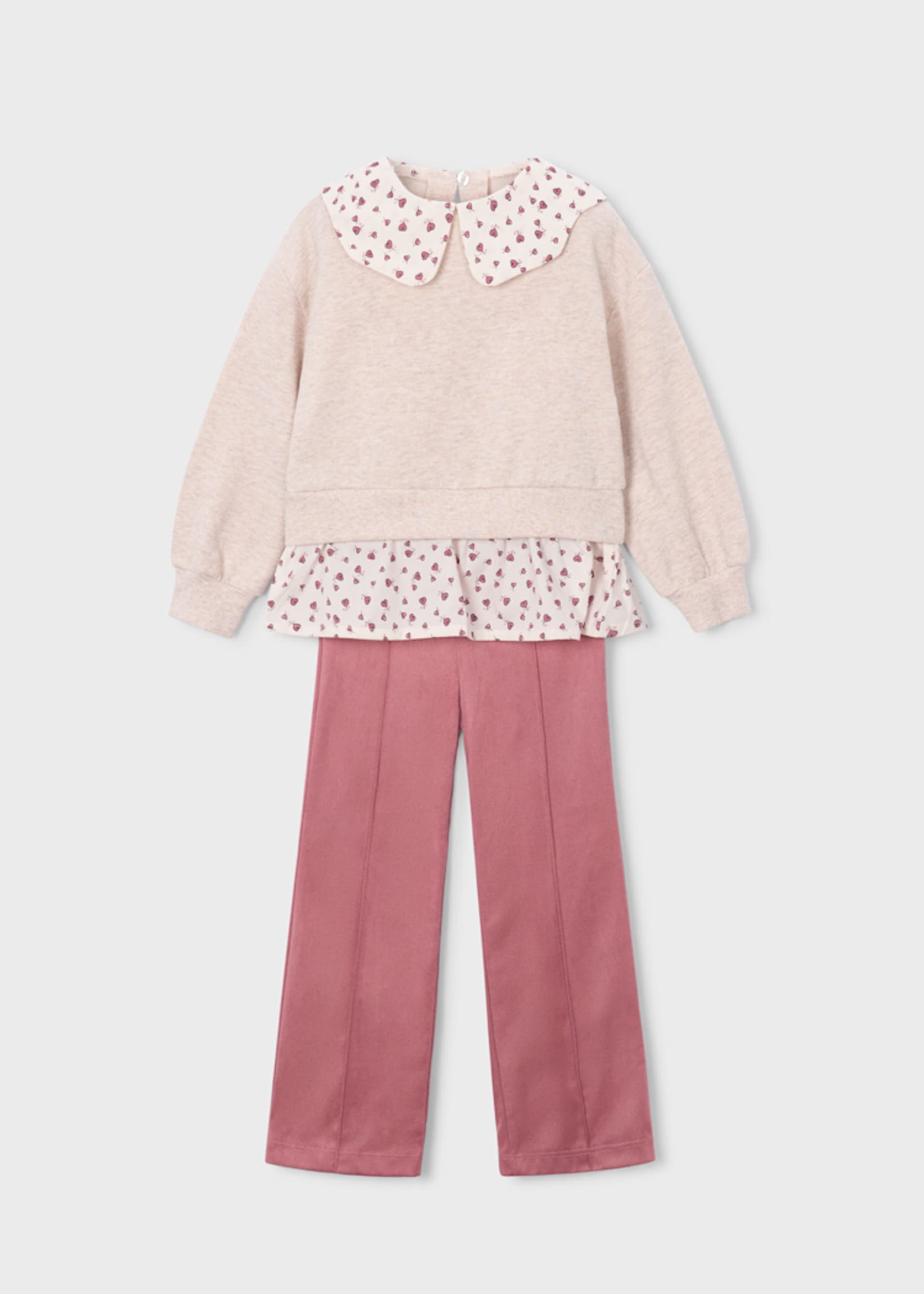 Girls' suede-effect leggings and blouse set