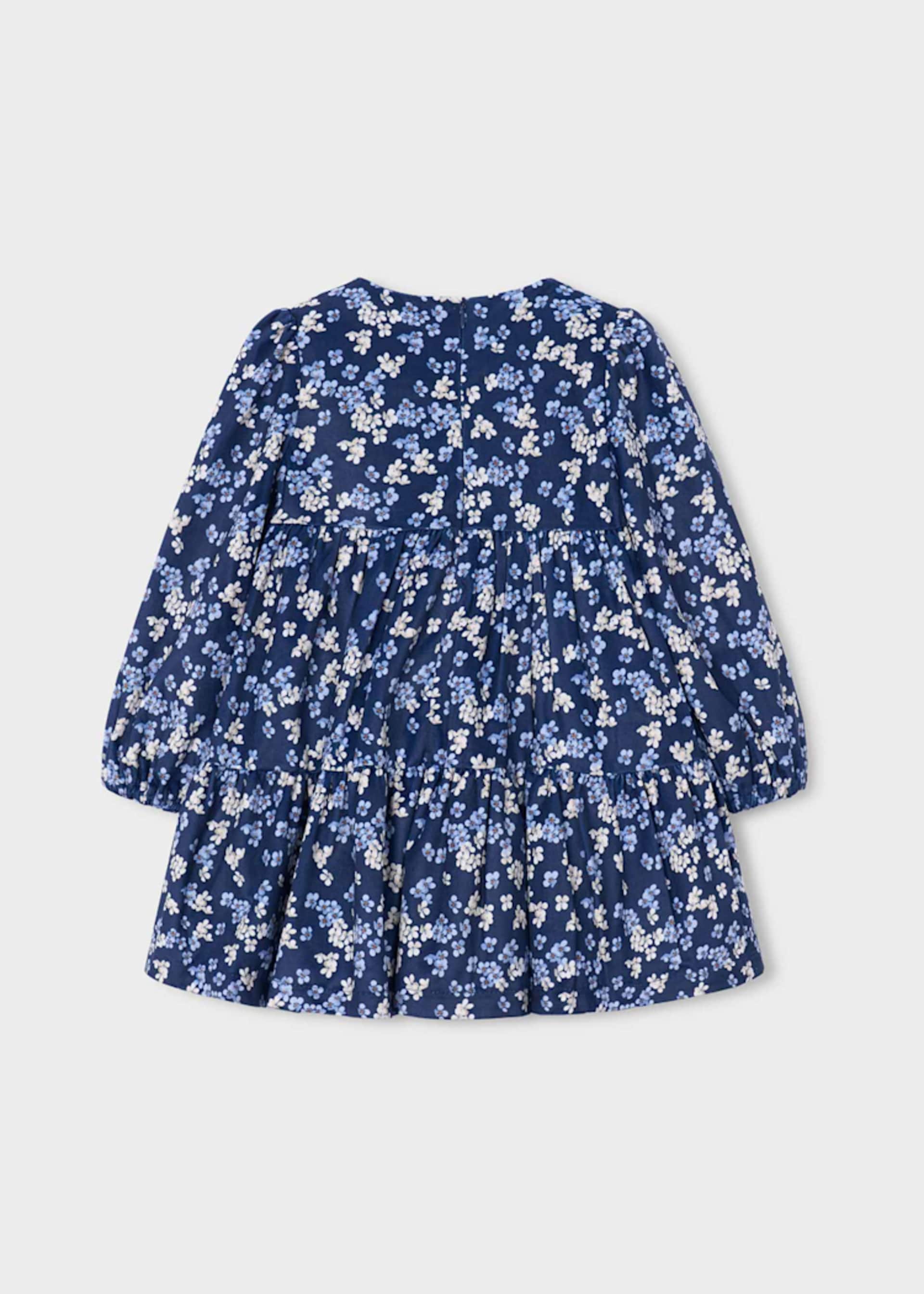 Vestido aveludado estampado menina