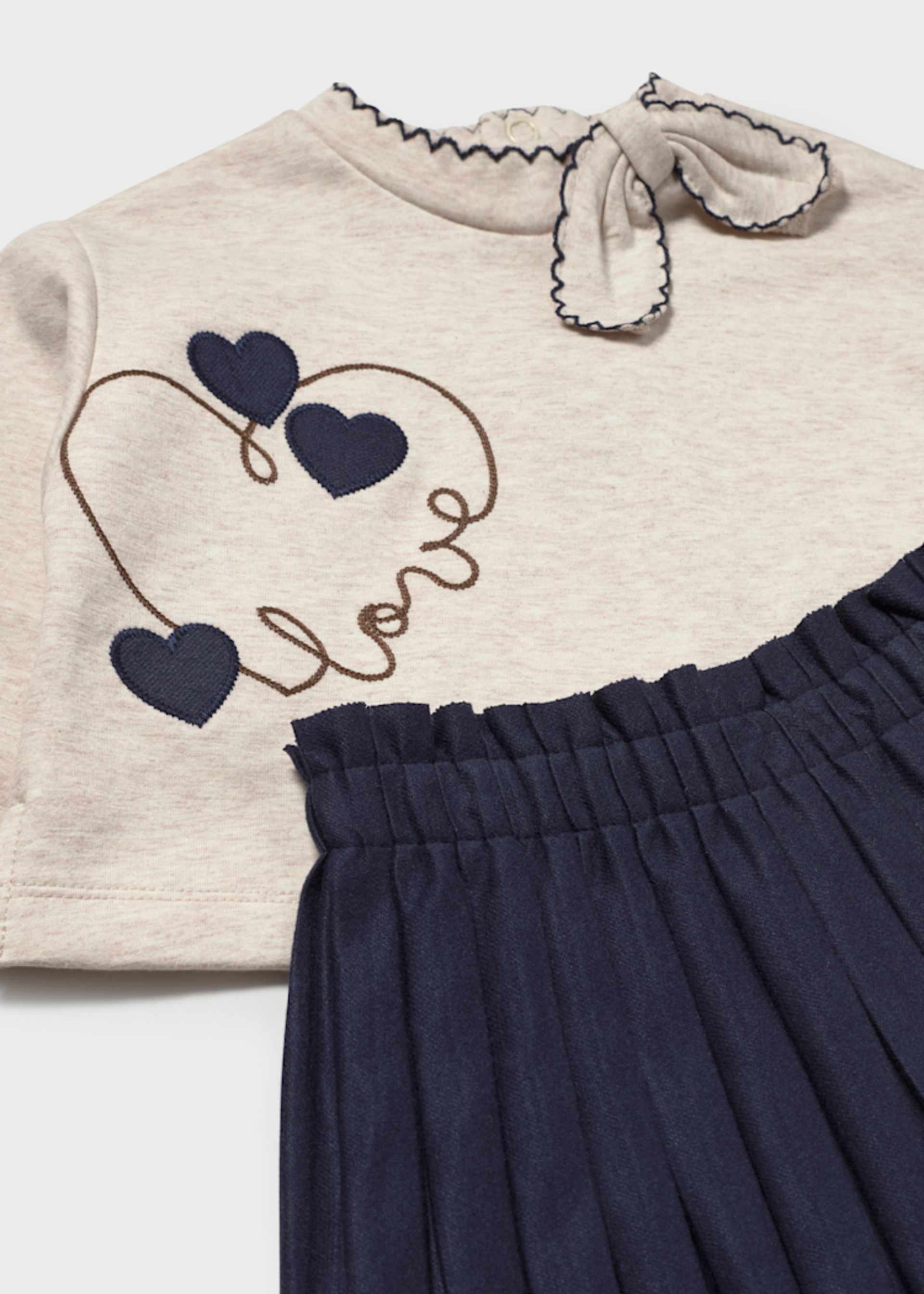 Baby Heart Jumper and Pleated Skirt Set