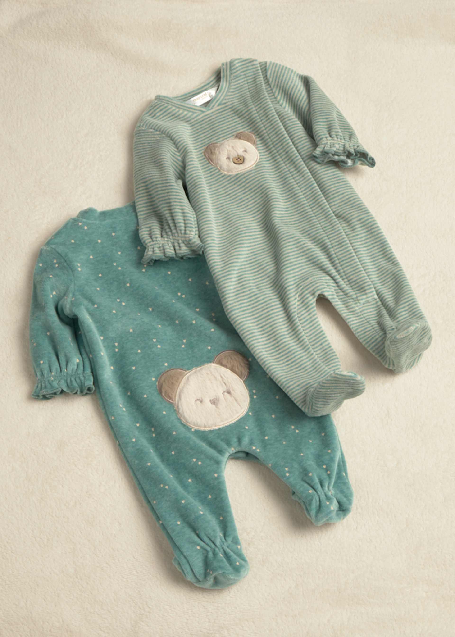Newborn Girl Pack of 2 Ruffled Borders Sleepsuits