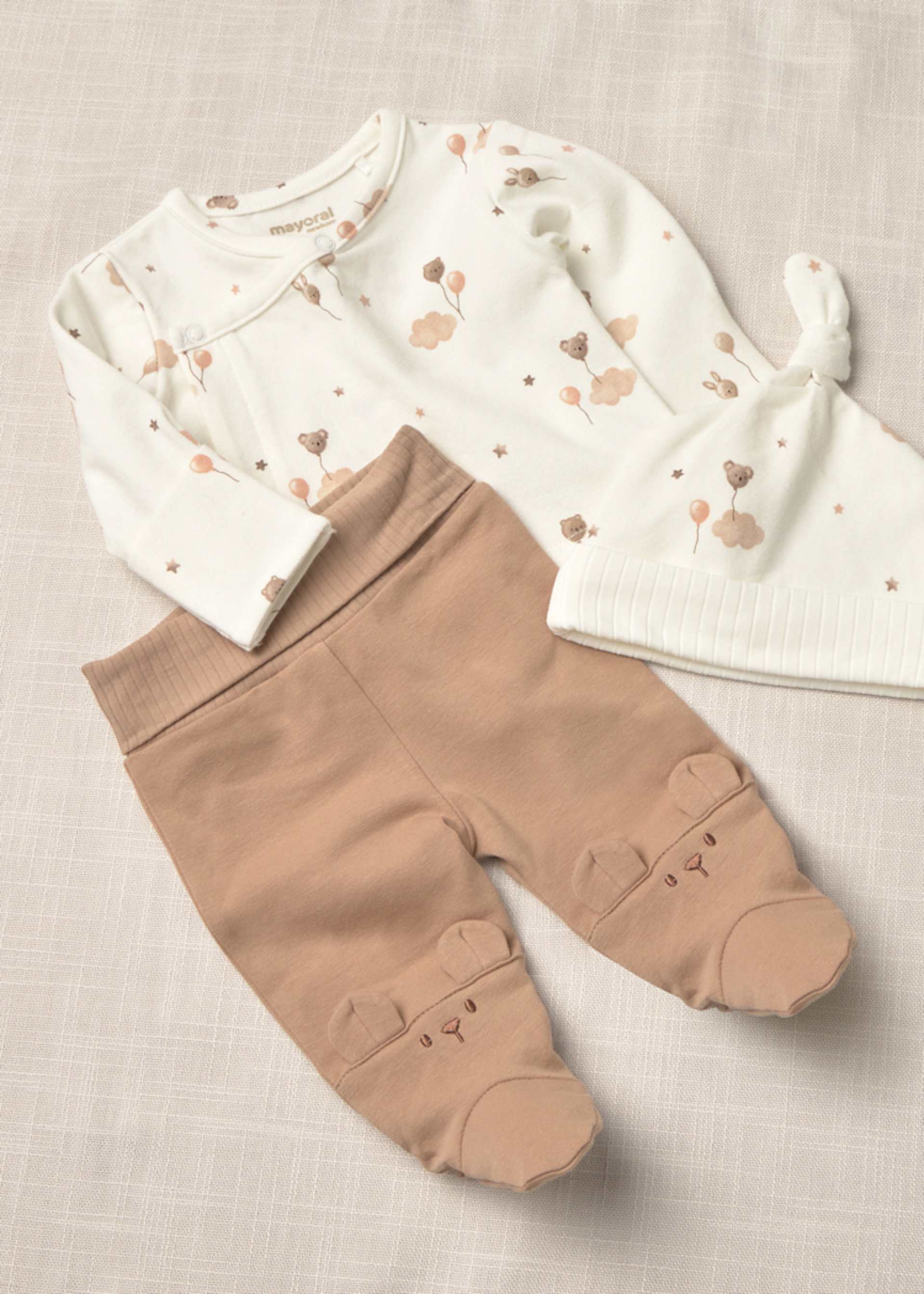 Conjunto 3 peças calças com pés recém nascida Conjunto 3 peças calças com pés recém nascida