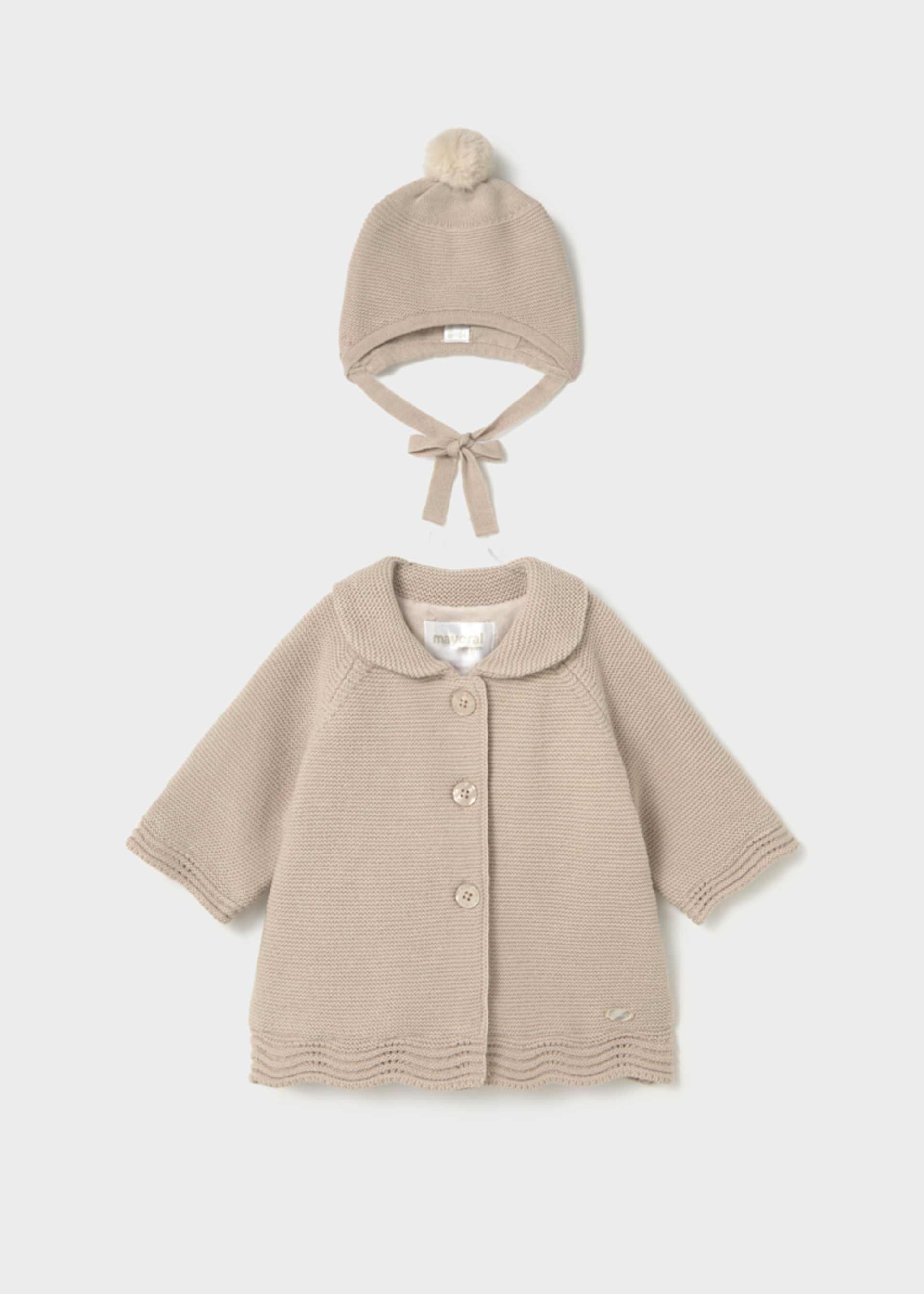 Newborn knit jacket with hat