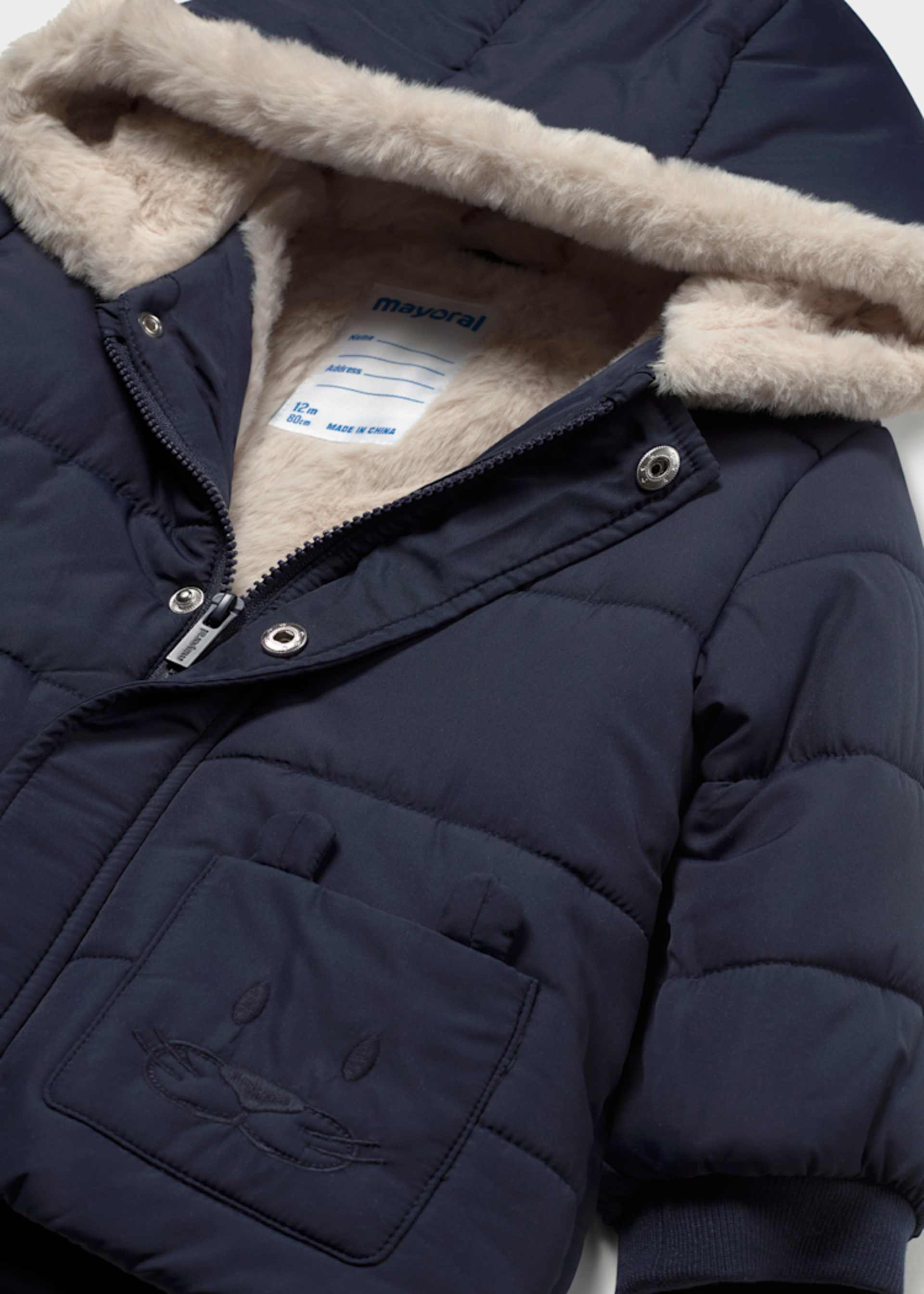 Baby fur long coat with pockets