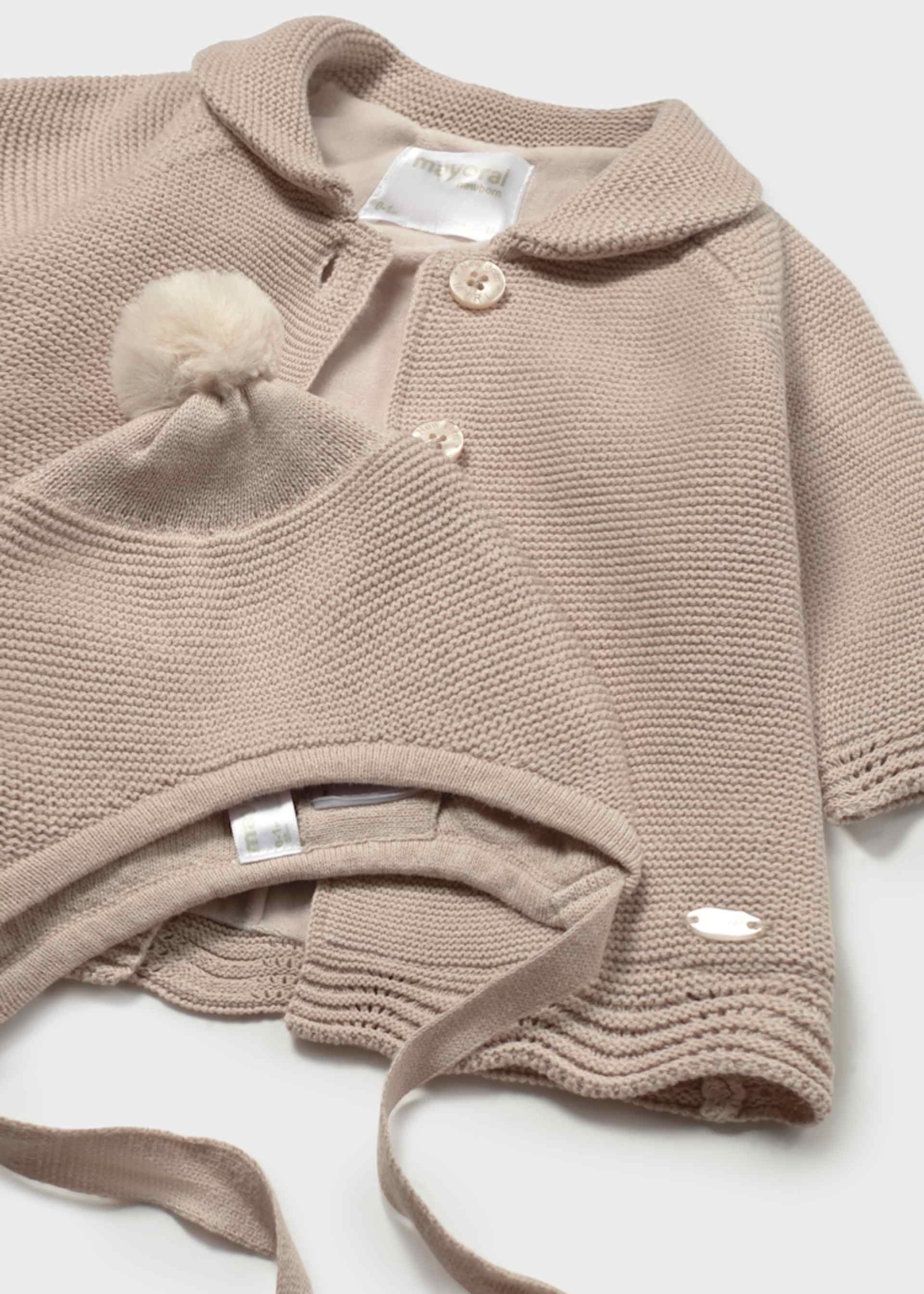 Newborn knit jacket with hat