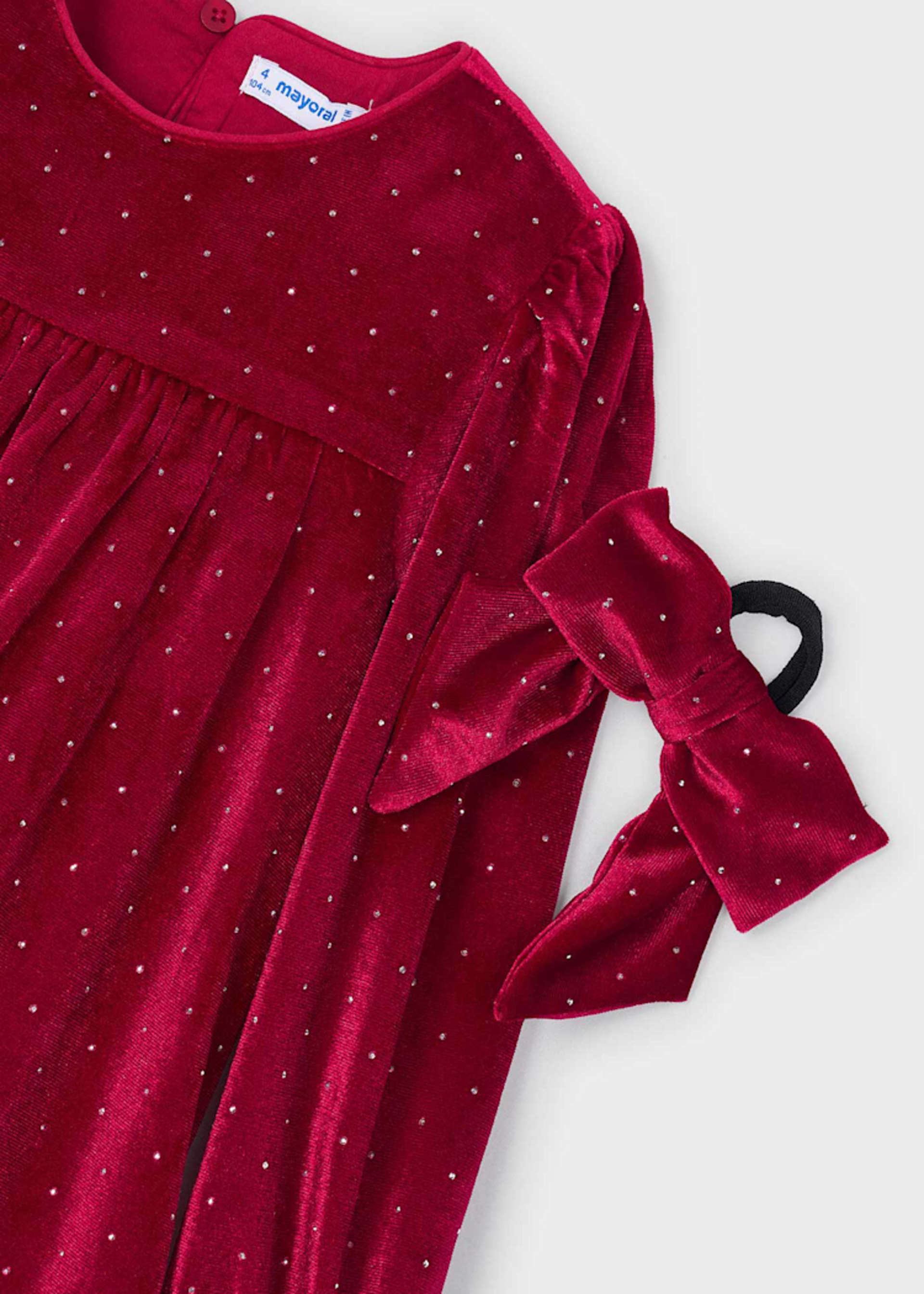 Rochie din catifea cu elastic de par fetita