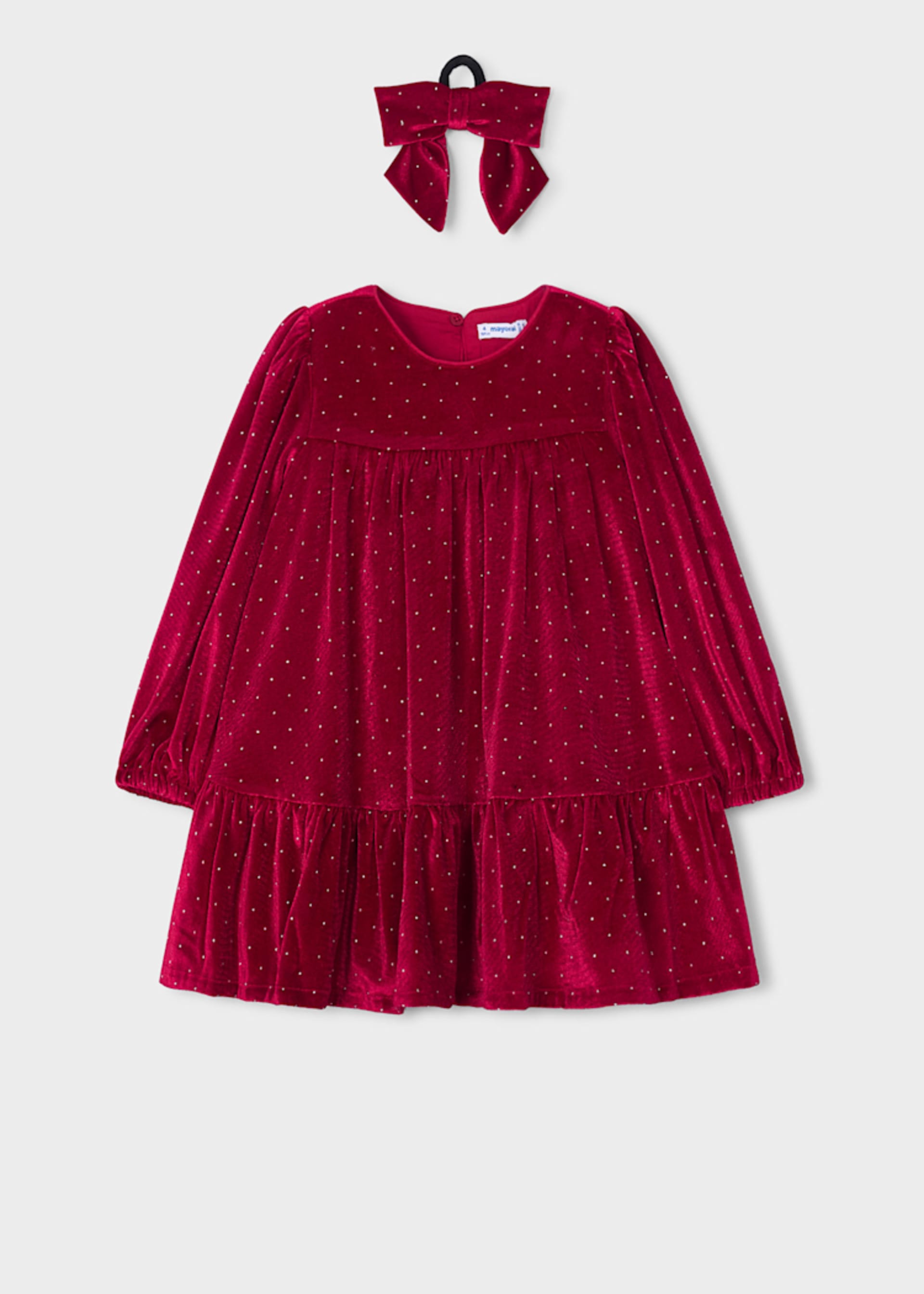 Rochie din catifea cu elastic de par fetita