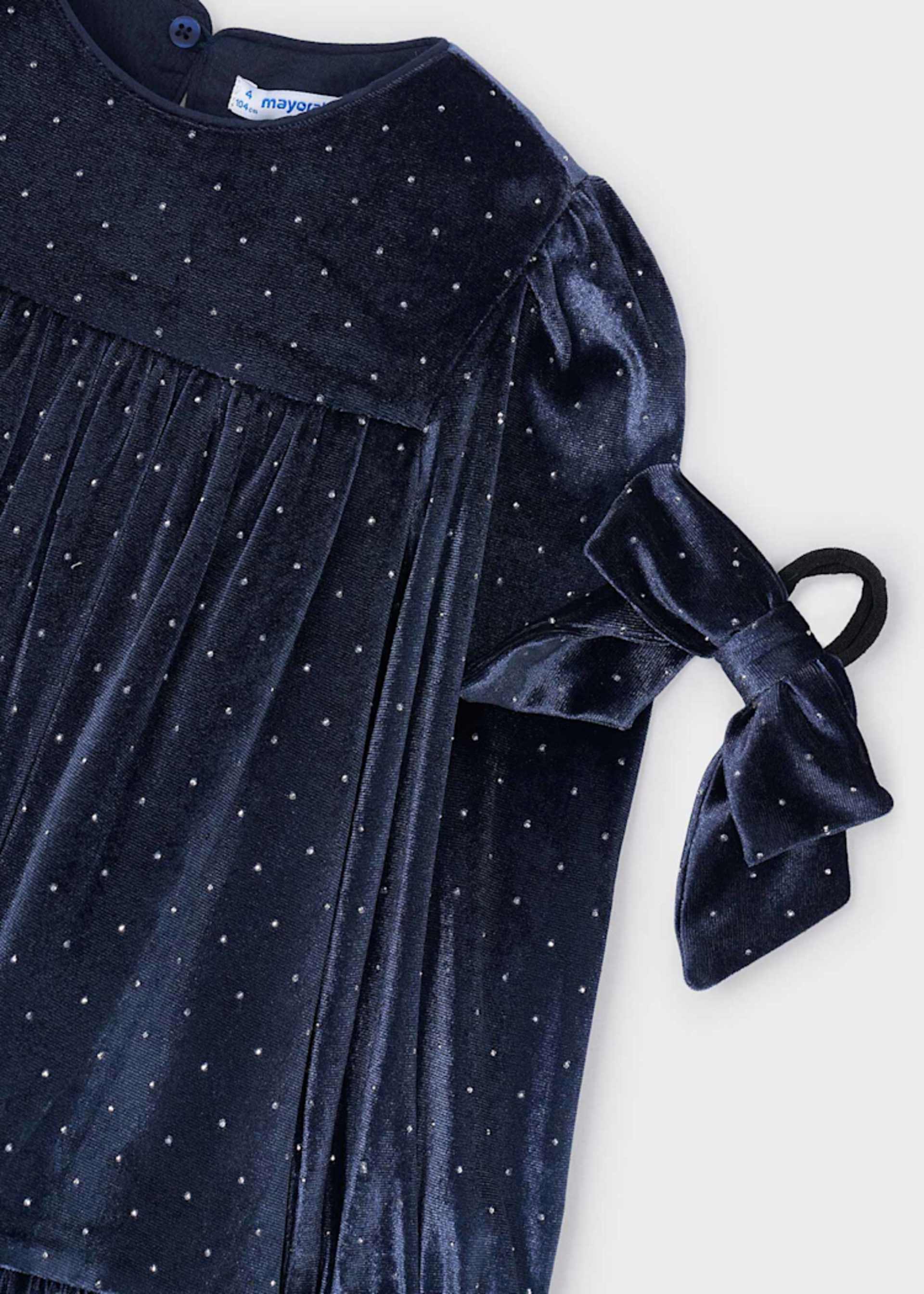 Vestido veludo com elástico menina