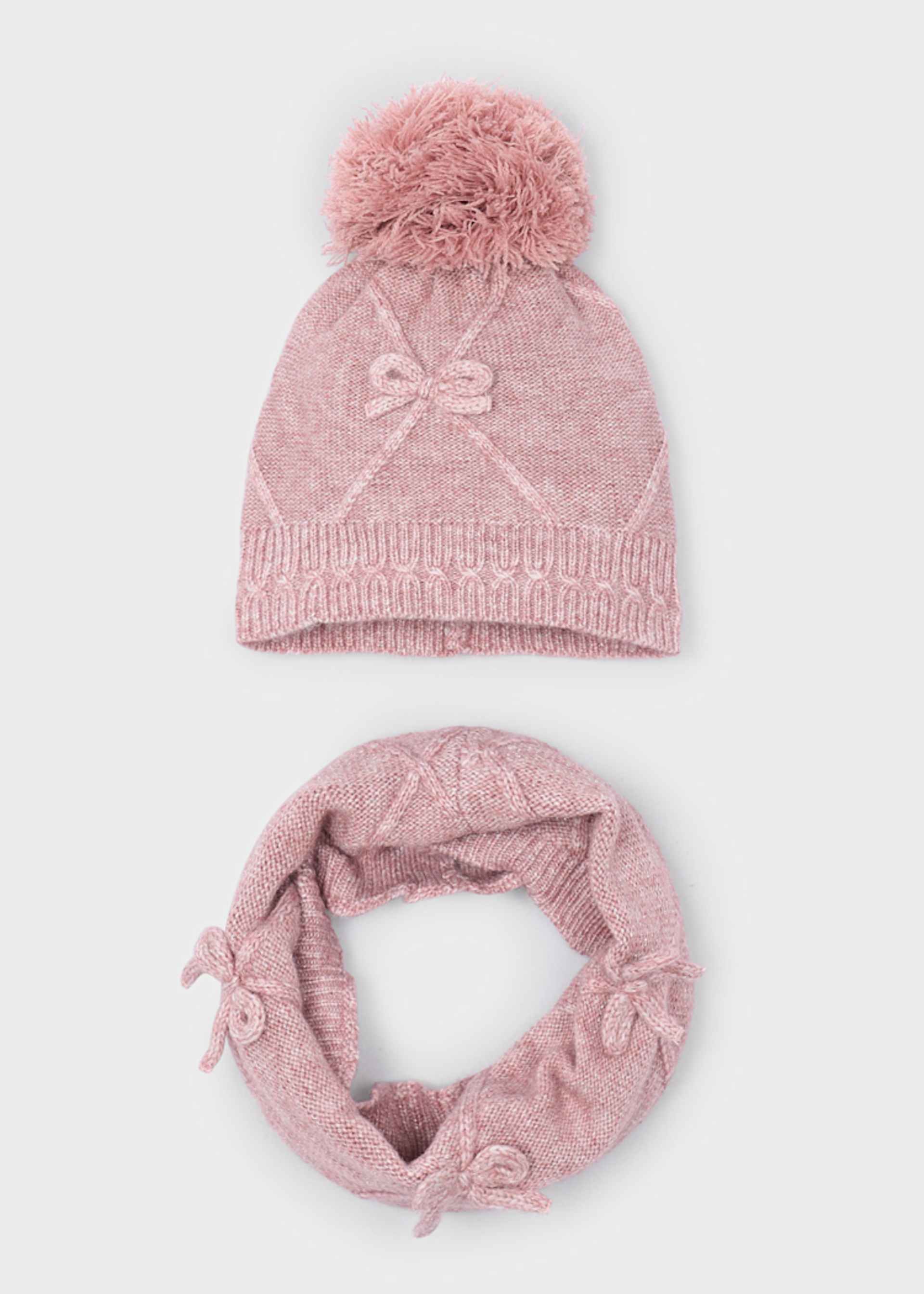 Conjunto de gorro e cachecol gola laços menina Conjunto de gorro e cachecol gola laços menina