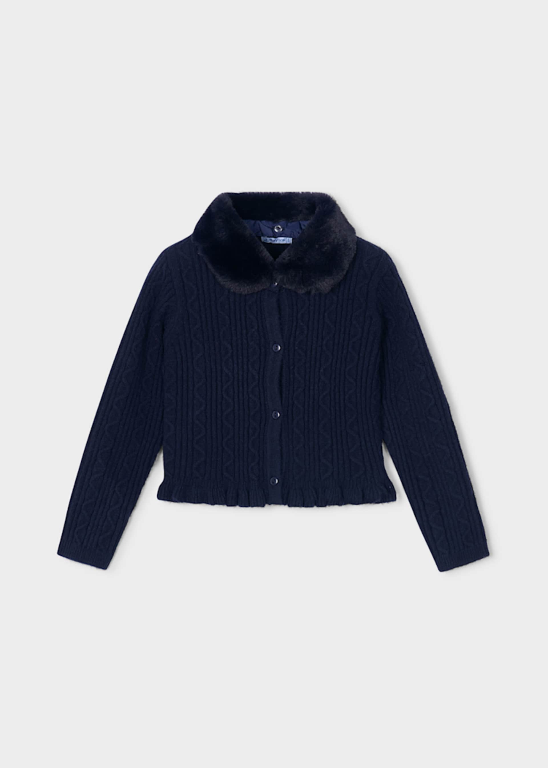 Suéter tricot cuello pelo niña