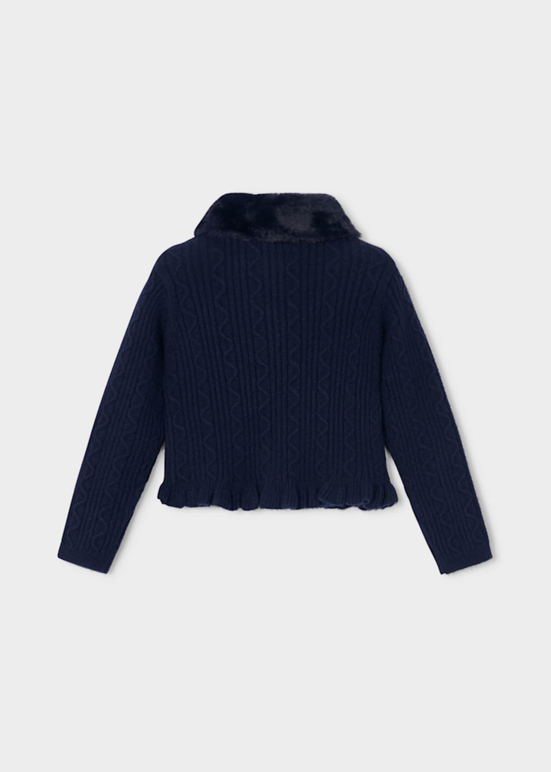 Suéter tricot cuello pelo niña