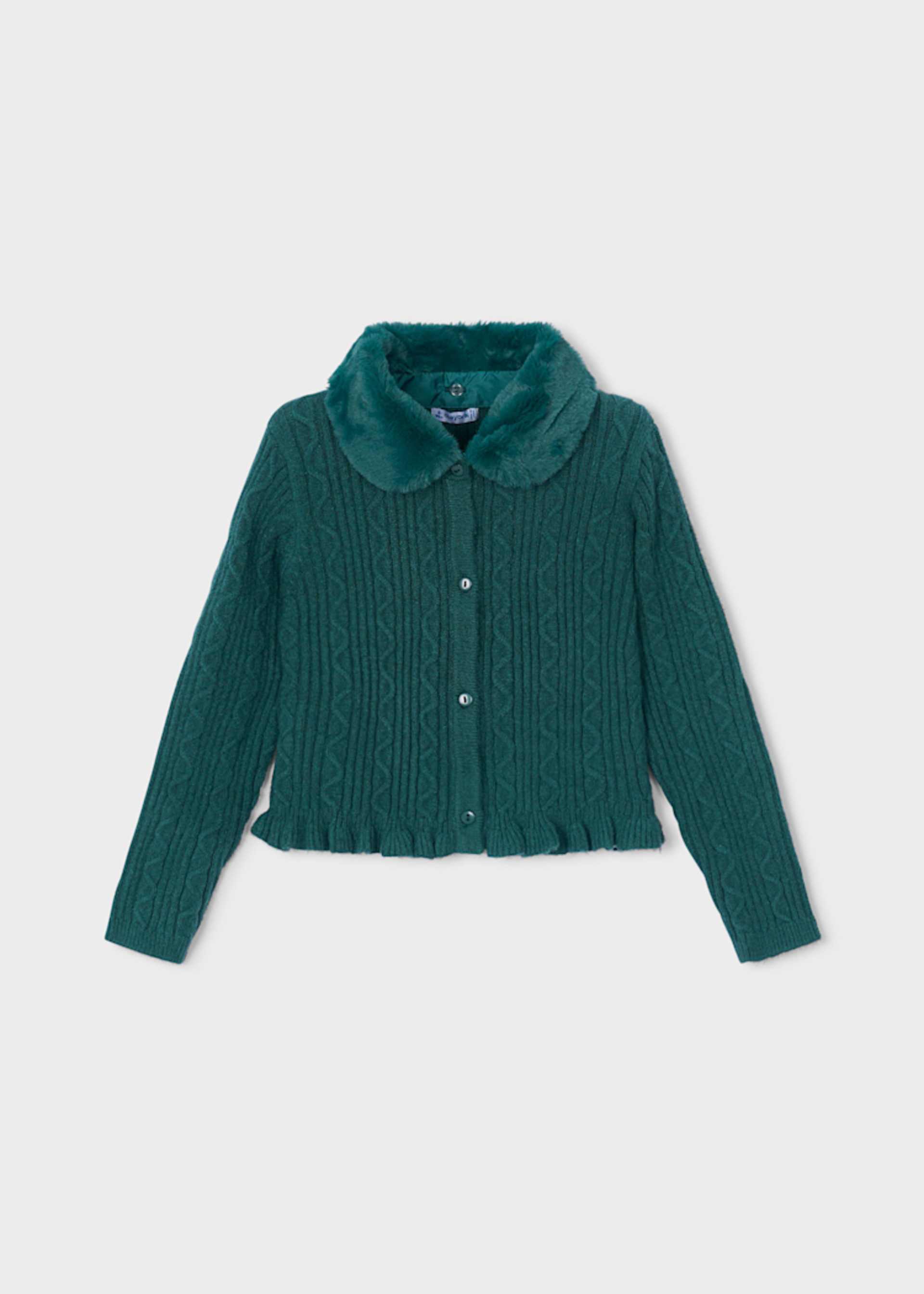 Suéter tricot cuello pelo niña