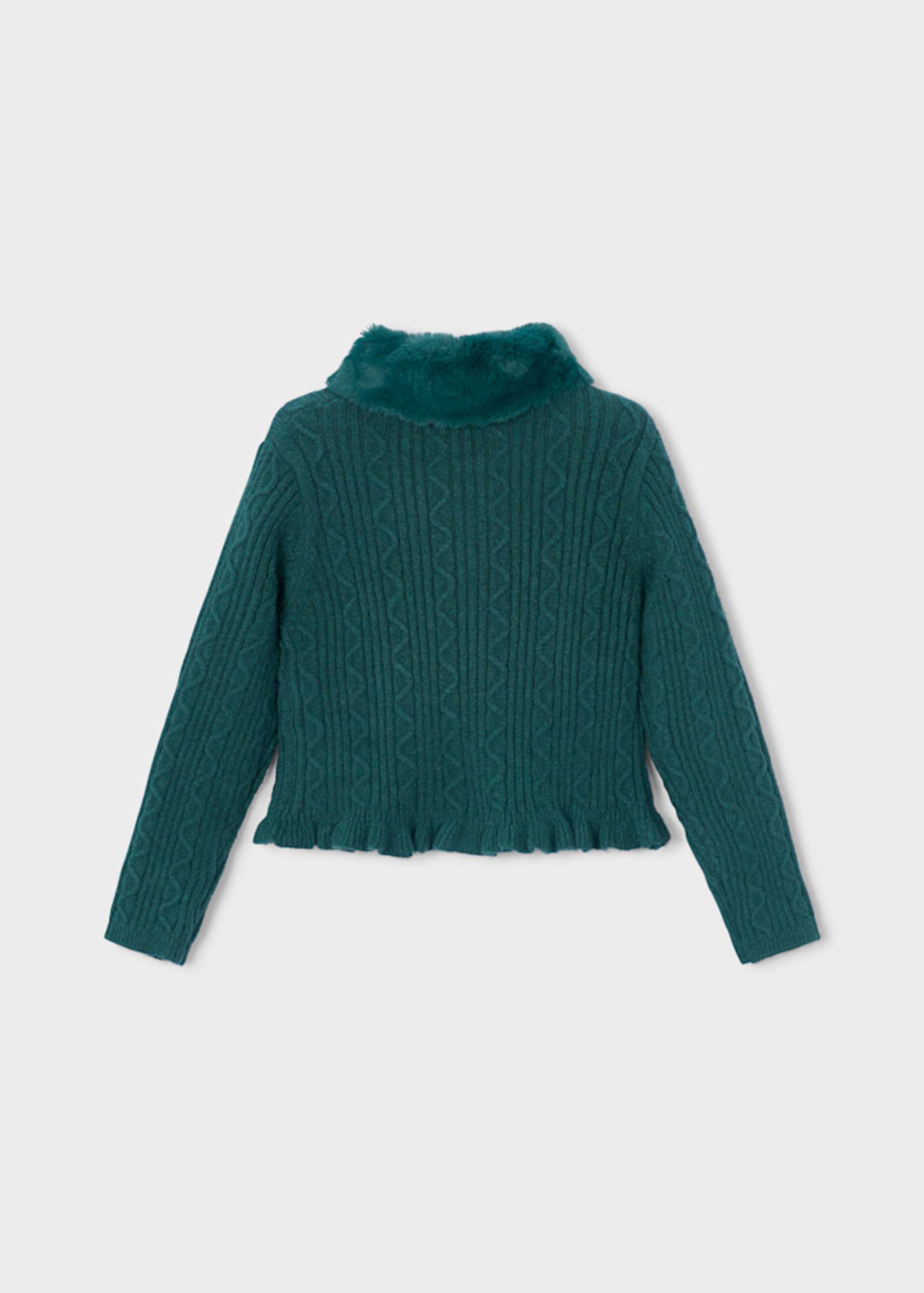 Cardigan en tricot à col en fourrure fille Cardigan en tricot à col en fourrure fille