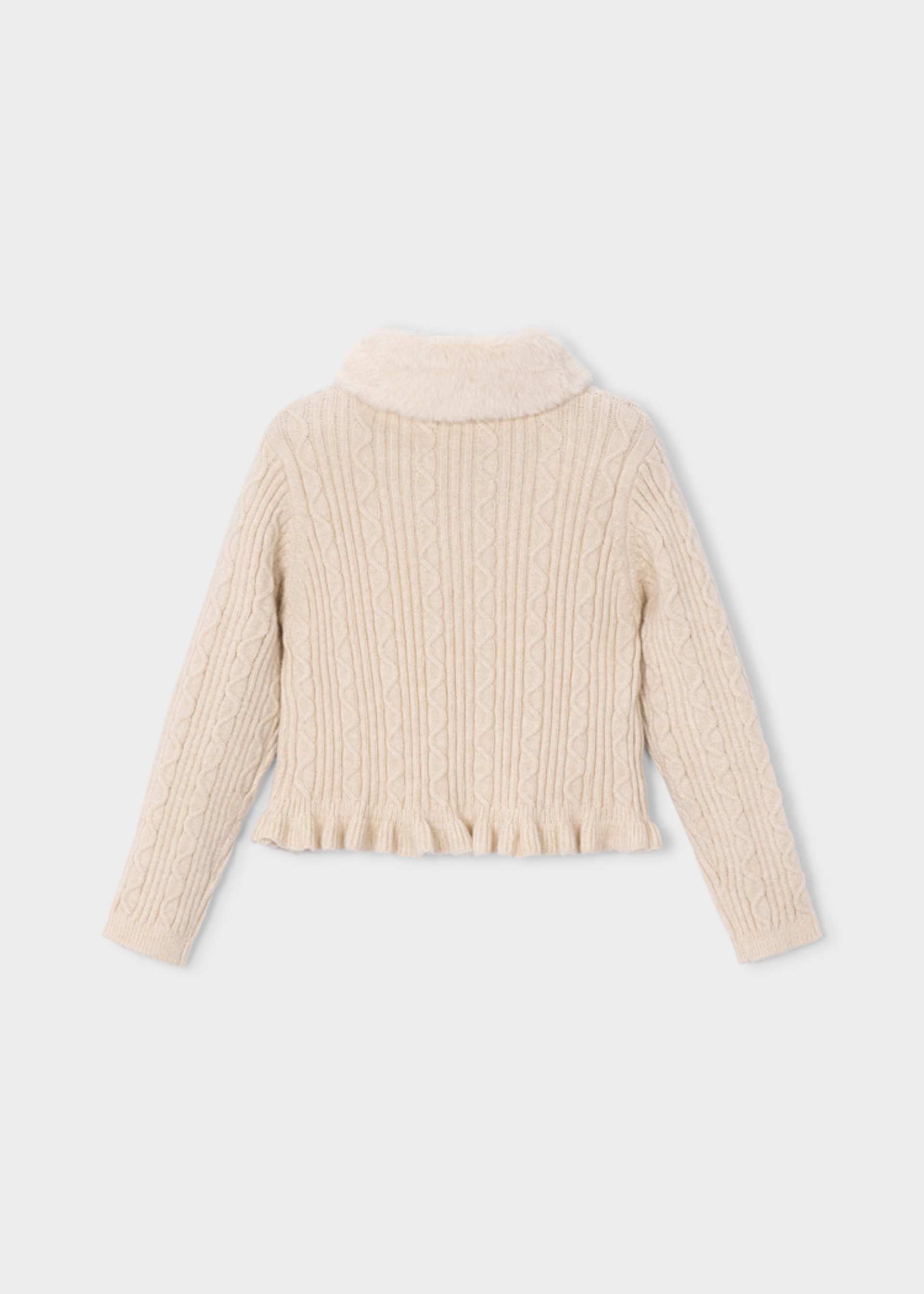 Suéter tricot cuello pelo niña