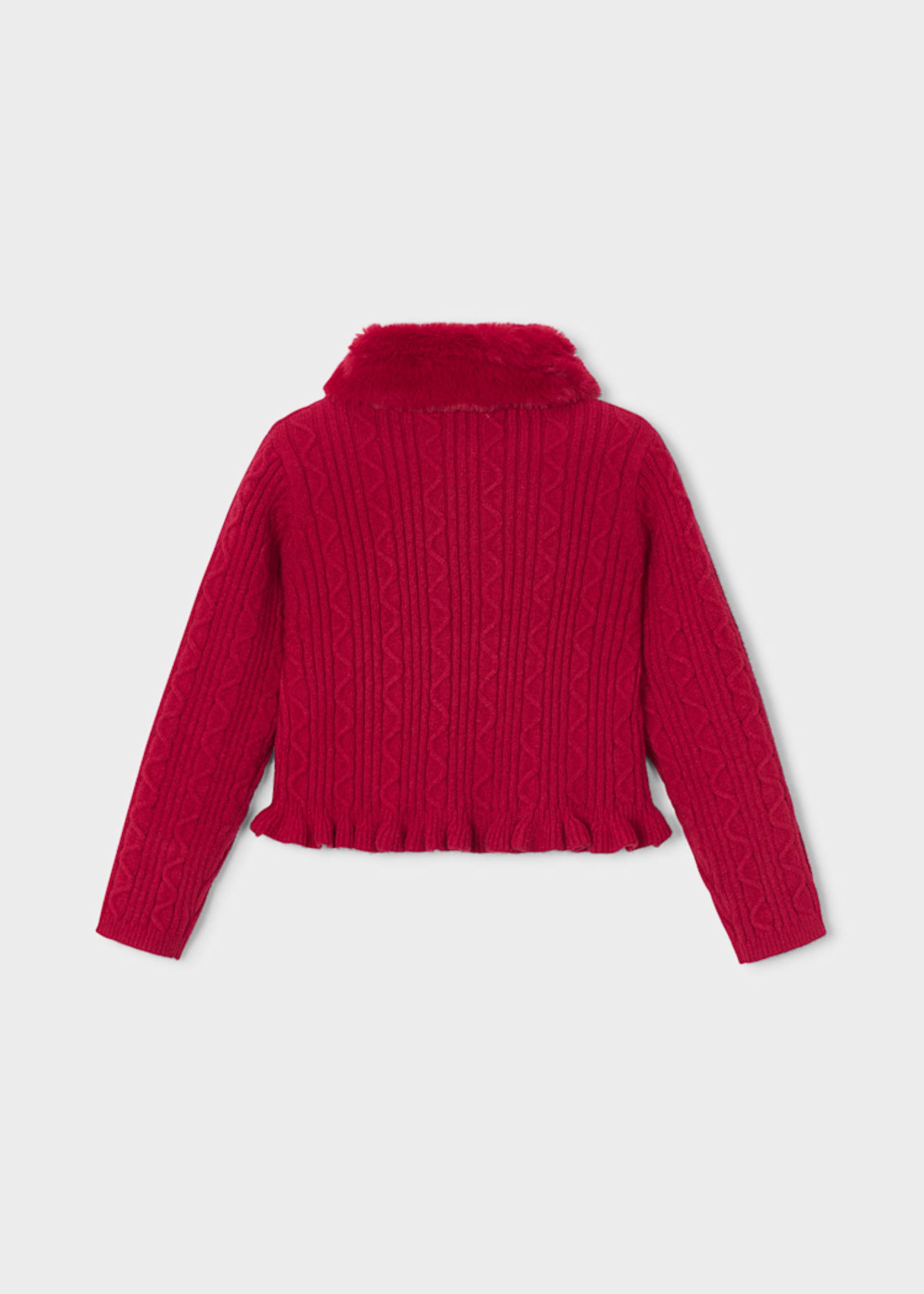 Suéter tricot cuello pelo niña