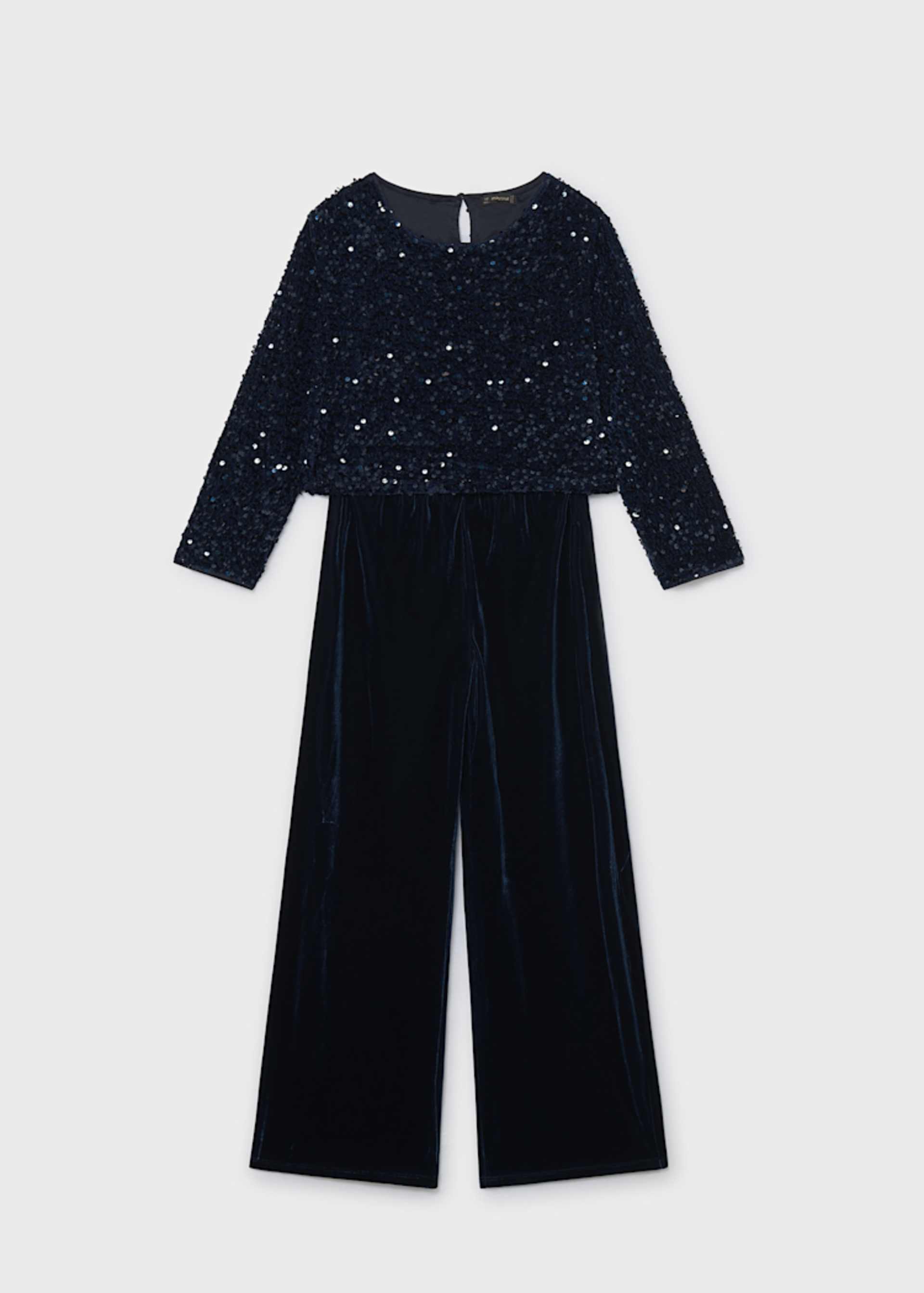 Samt-Jumpsuit Pailleten Teenager Mädchen