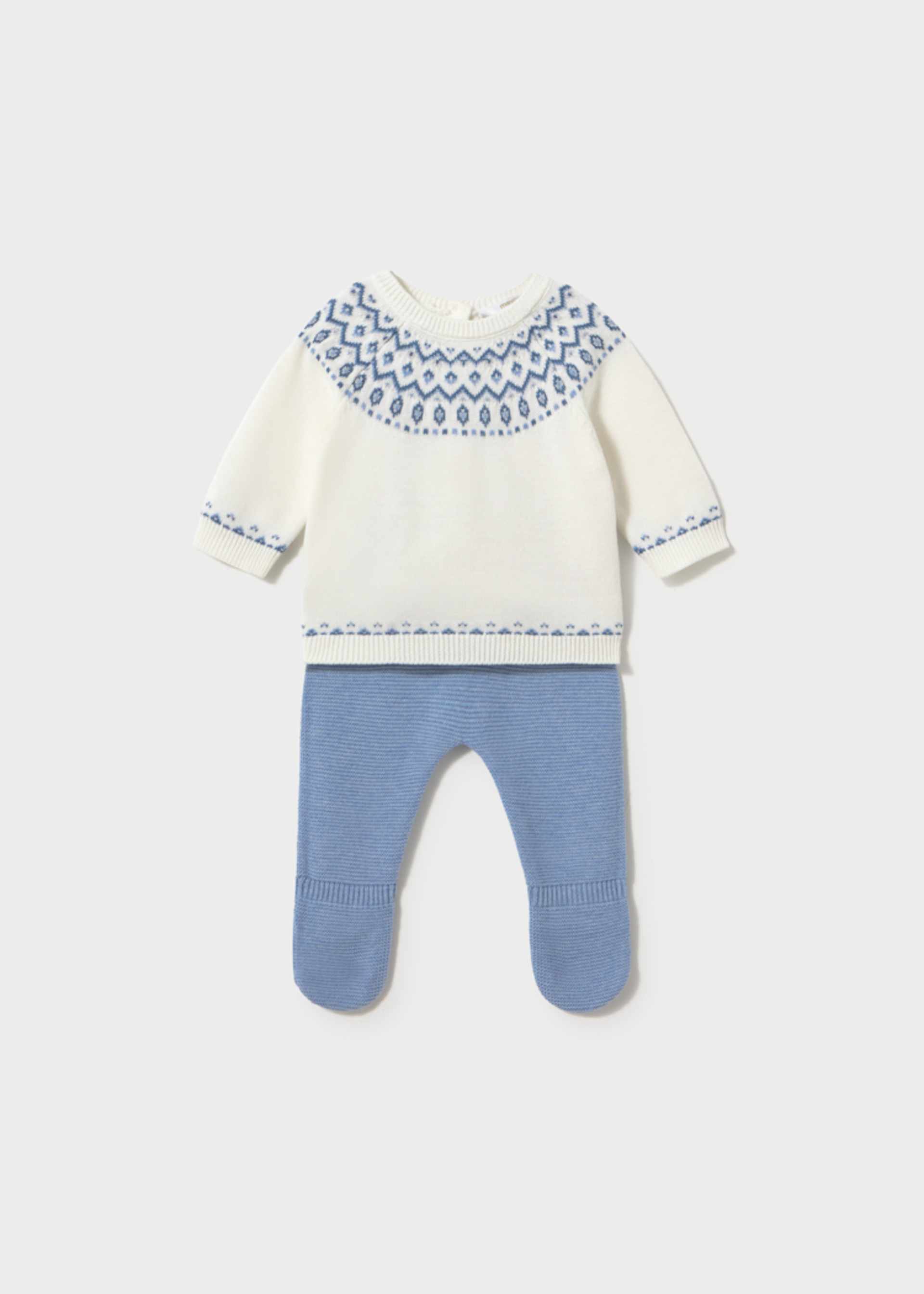 Conjunto calças com pés e camisola recém nascido