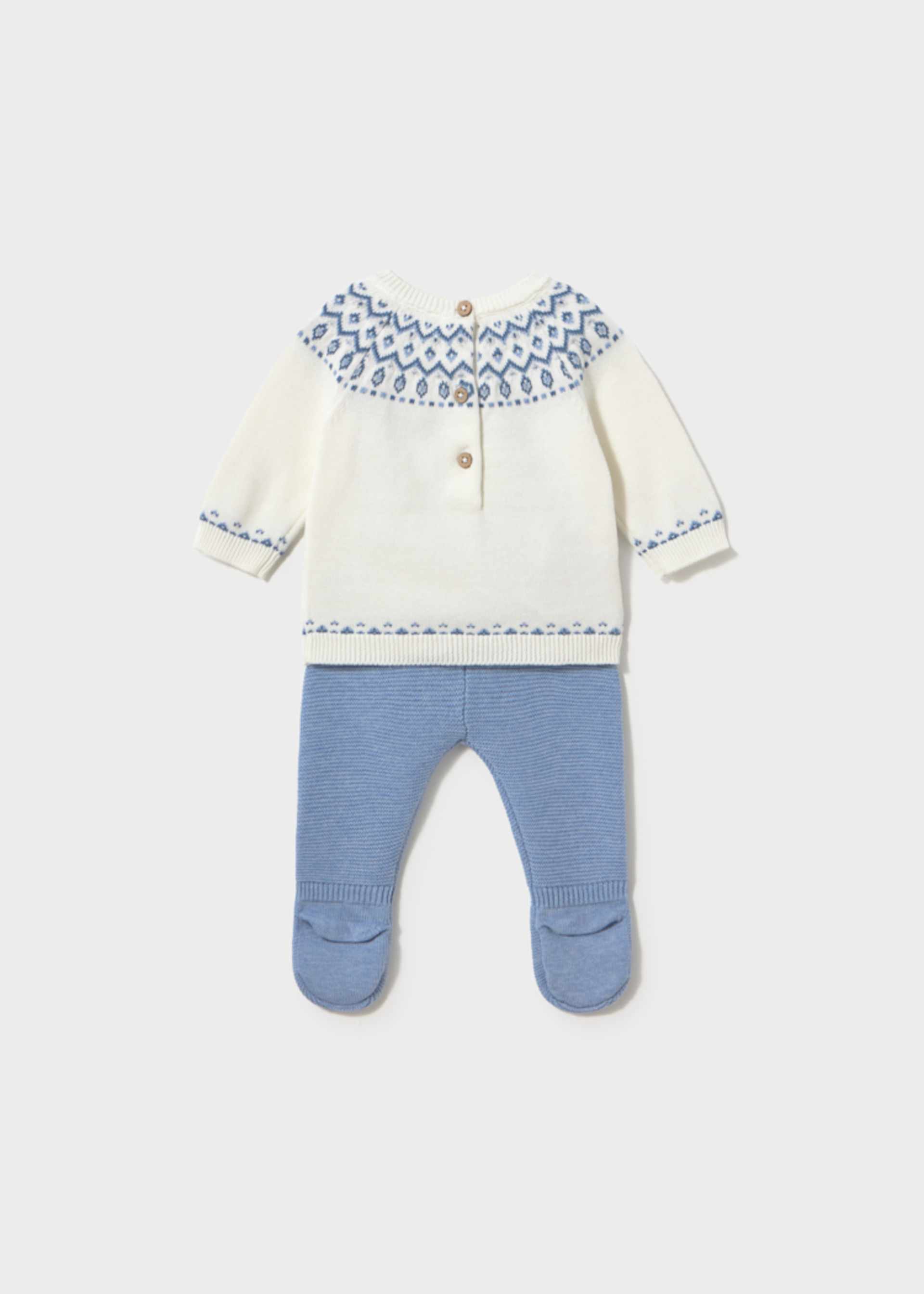 Conjunto calças com pés e camisola recém nascido